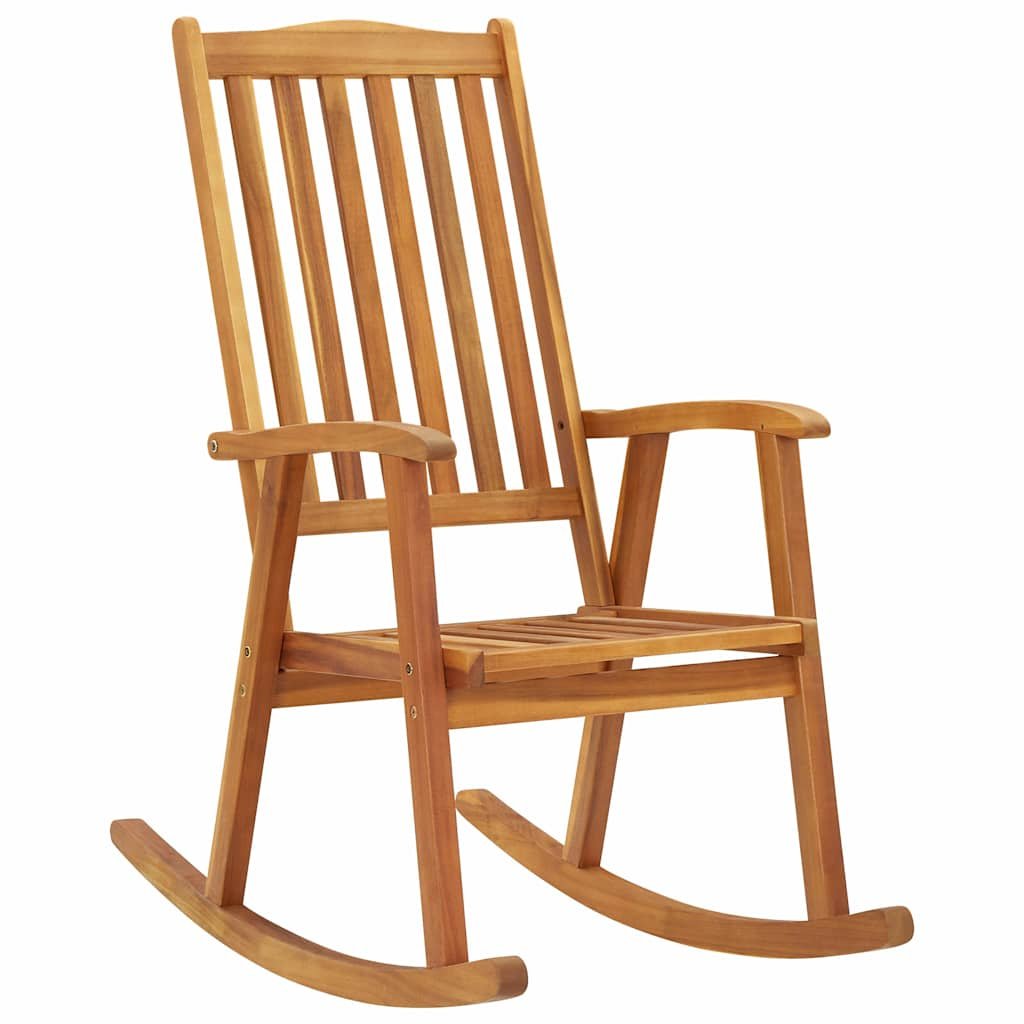 Walplus Solid Acacia Wood Rocking Chair - Brown - 57 x 100 x 117 cm