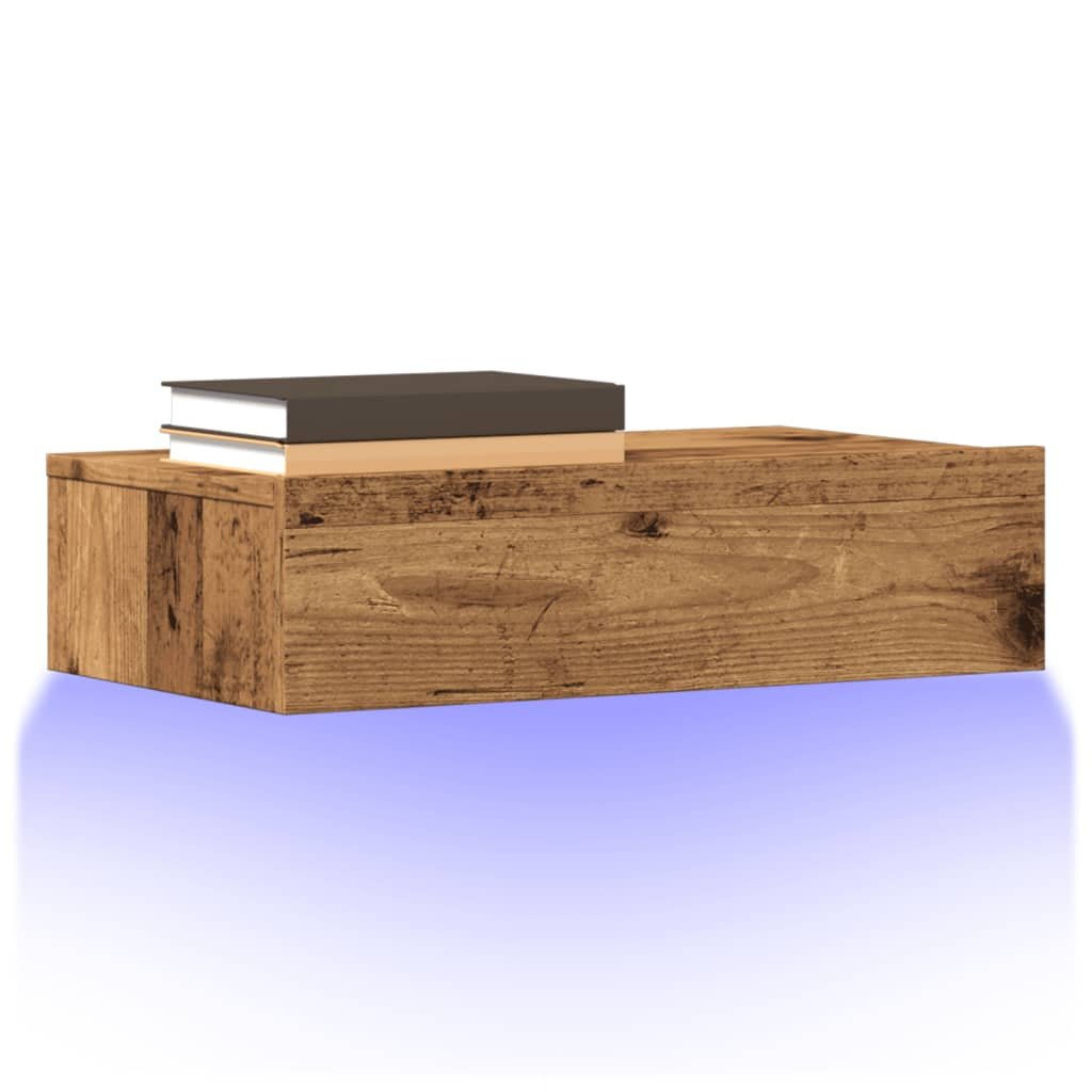 Walplus Engineered Wood LED TV Cabinet - Old wood - 60 x 35 x 15.5 cm