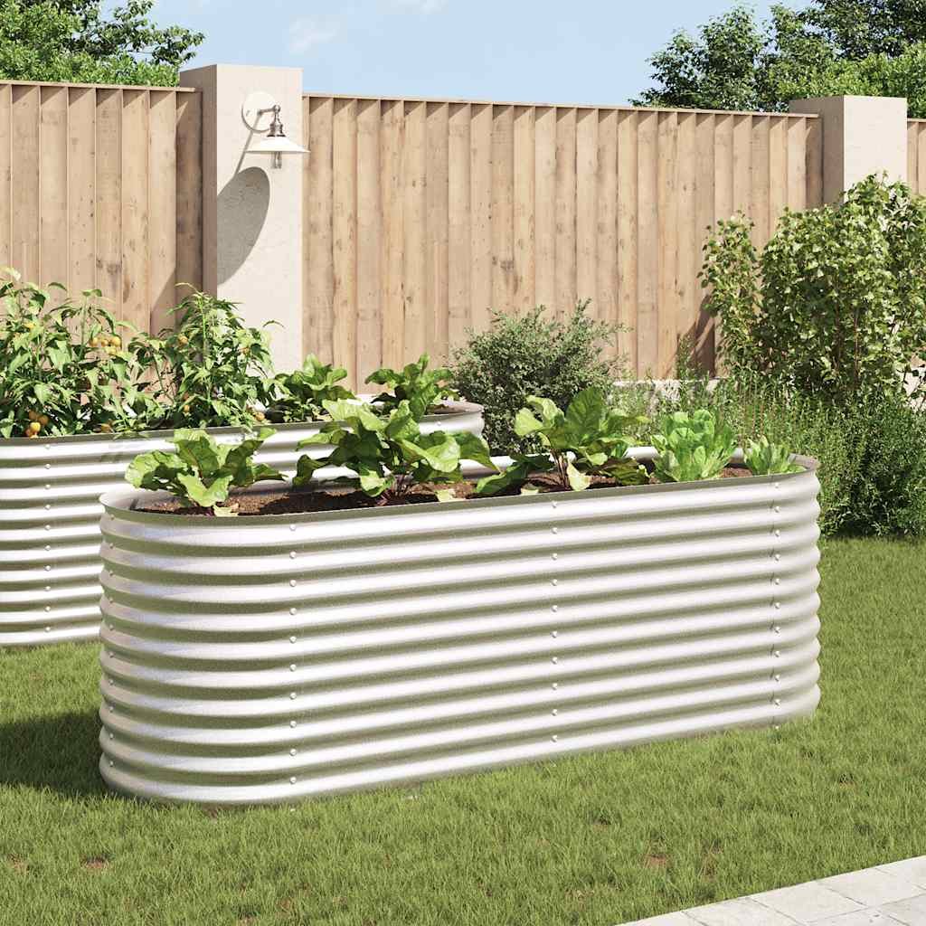 Walplus Galvanised Steel Raised Garden Bed - Silver - 240 x 80 x 81 cm