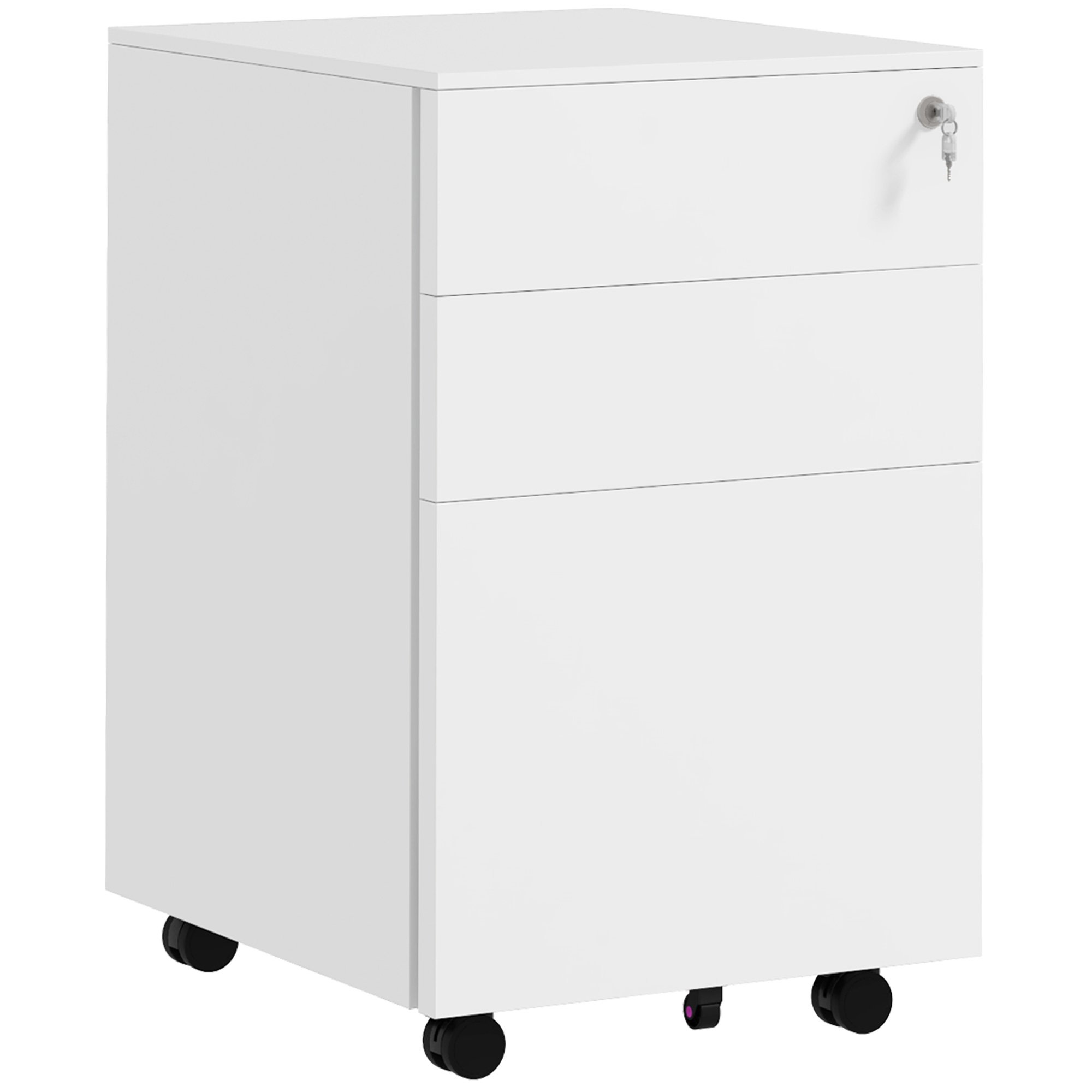 Vinsetto 3 Drawer Vertical Steel Mobile Filing Cabinet - White
