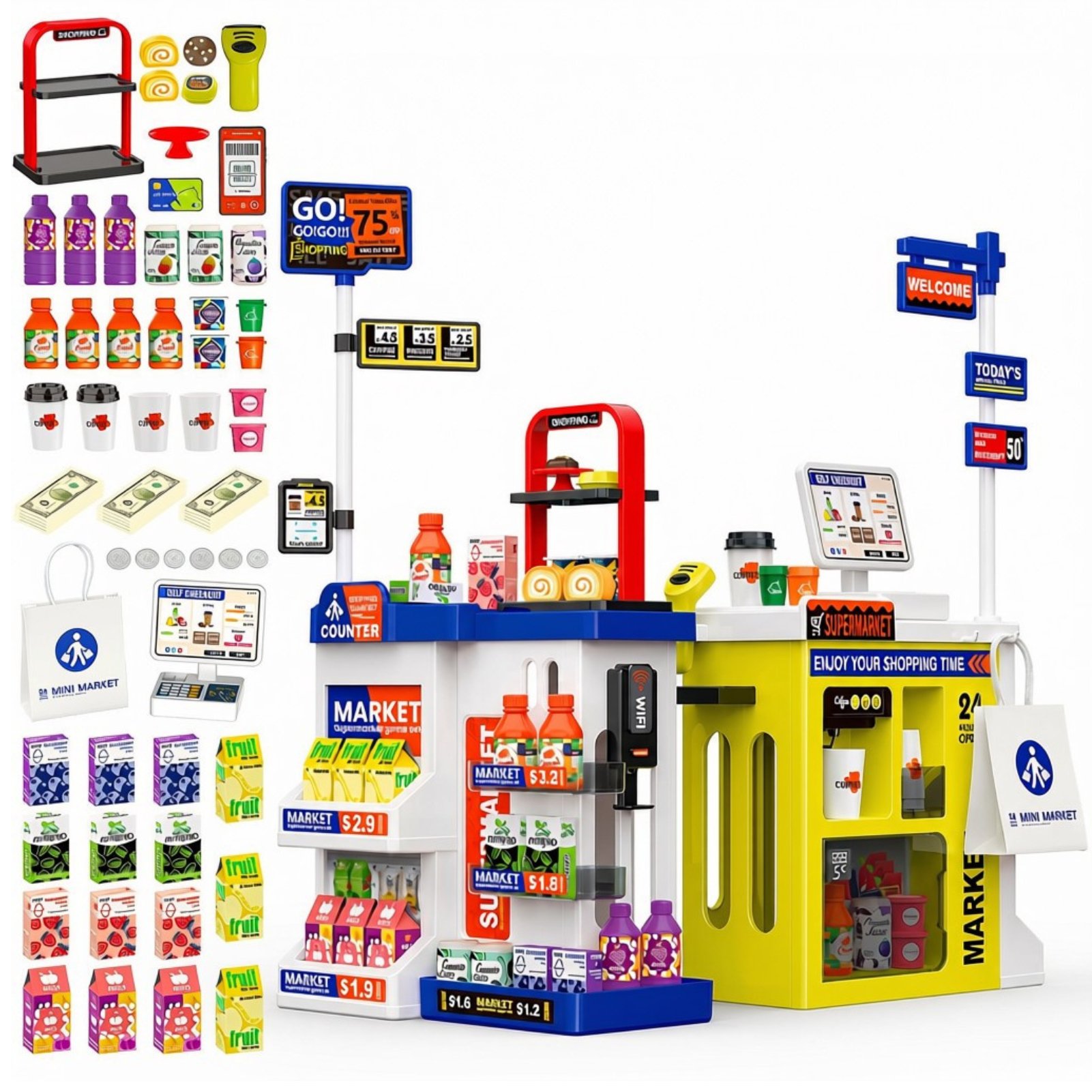 deAO Supermarket Playset - Blue Green
