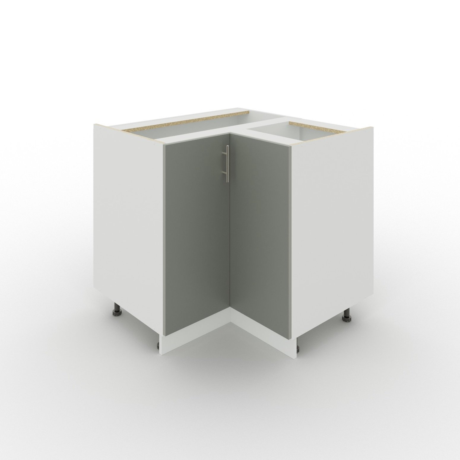 JD Greta 900mm Adjustable Leg Base Corner Cabinet with 2 Doors - Grey Matt