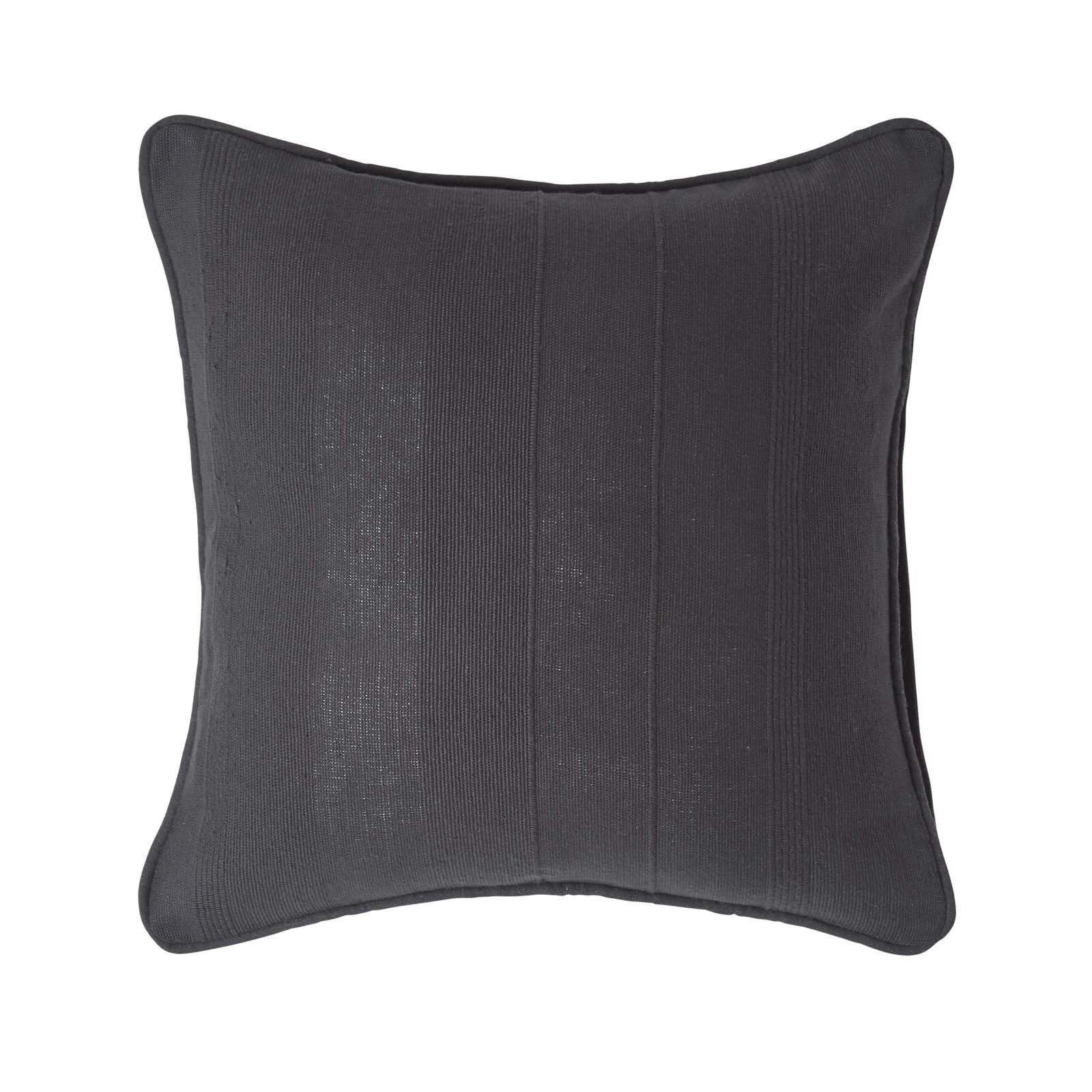 Homescapes Black Rajput Cotton Ribbed Cushion Cover - 45 x 45 cm