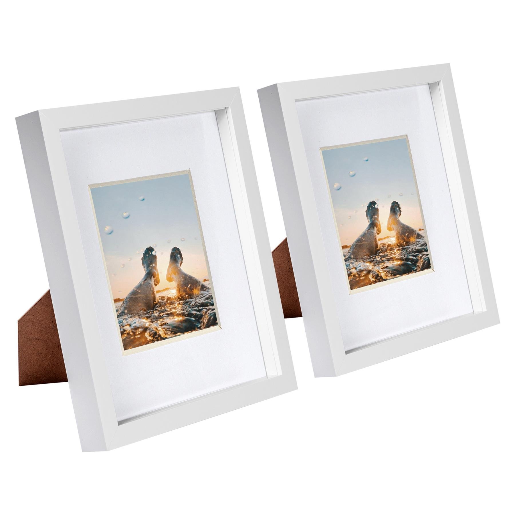 Nicola Spring 8 x 10" 3D Photo Box Frames with 4 x 6" White Mount (2x) - White