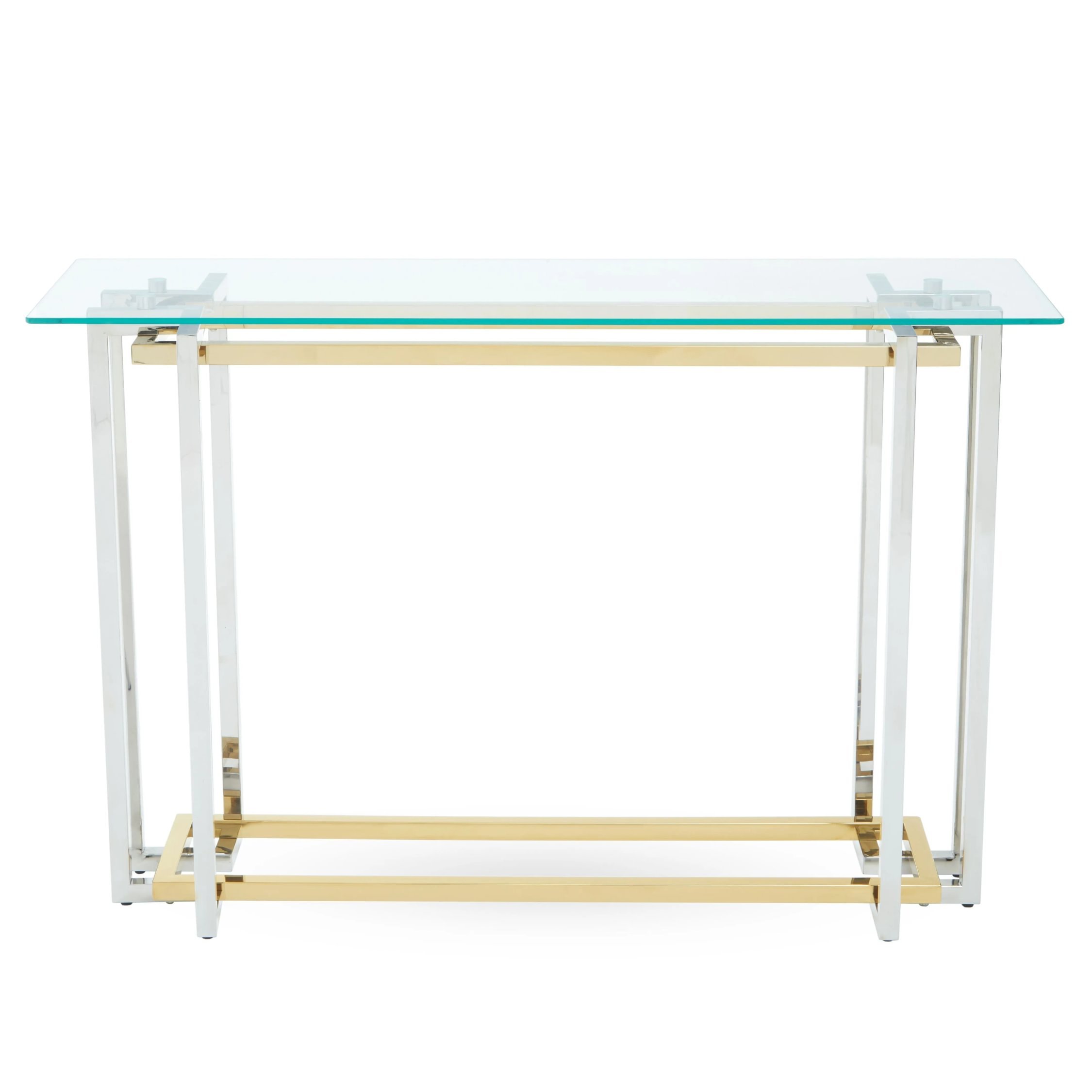 Orsina Elino Tempered Glass Top Console Table – Gold