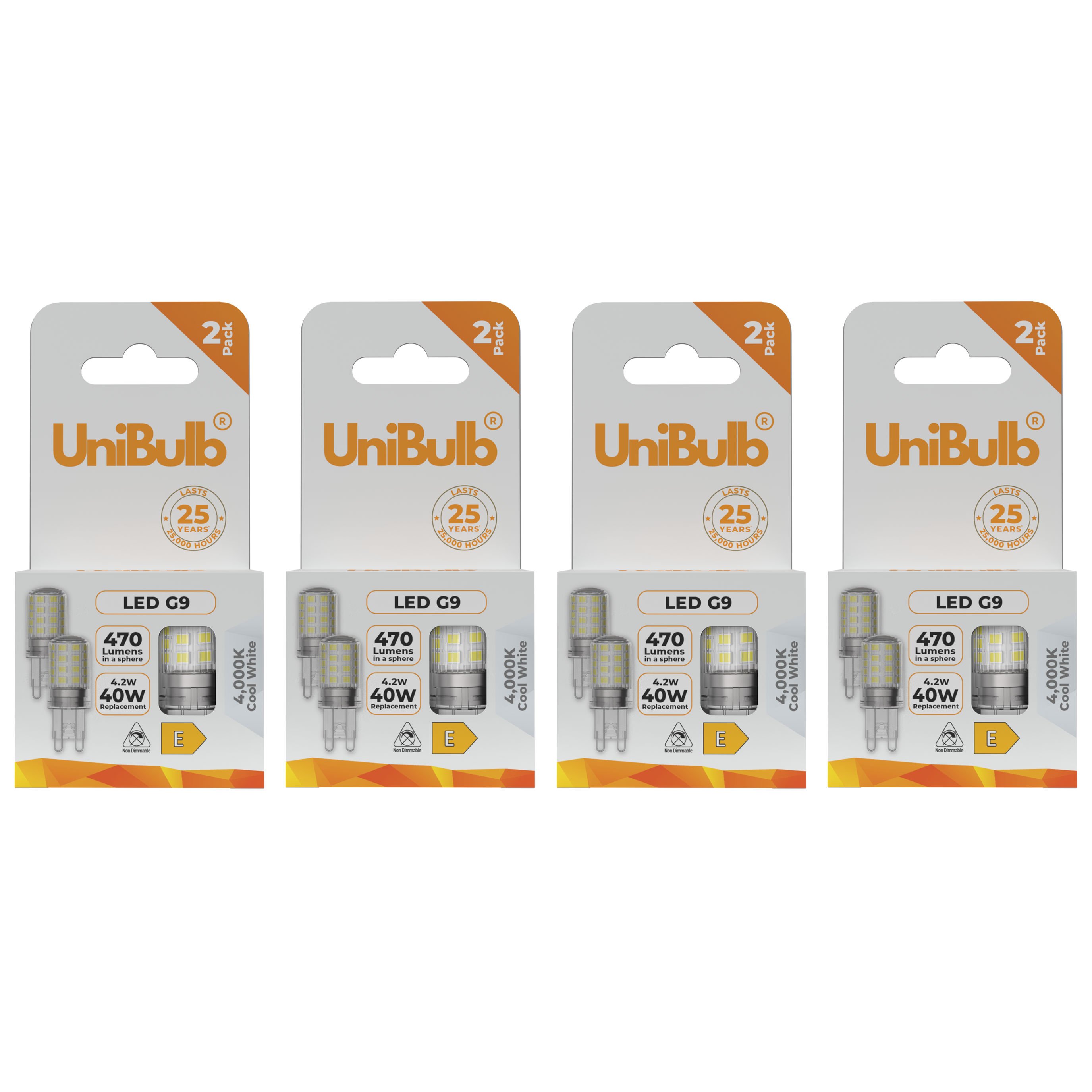 UniBulb 4.2W LED Cool White Capsule G9 Light Bulb - Pack of 8