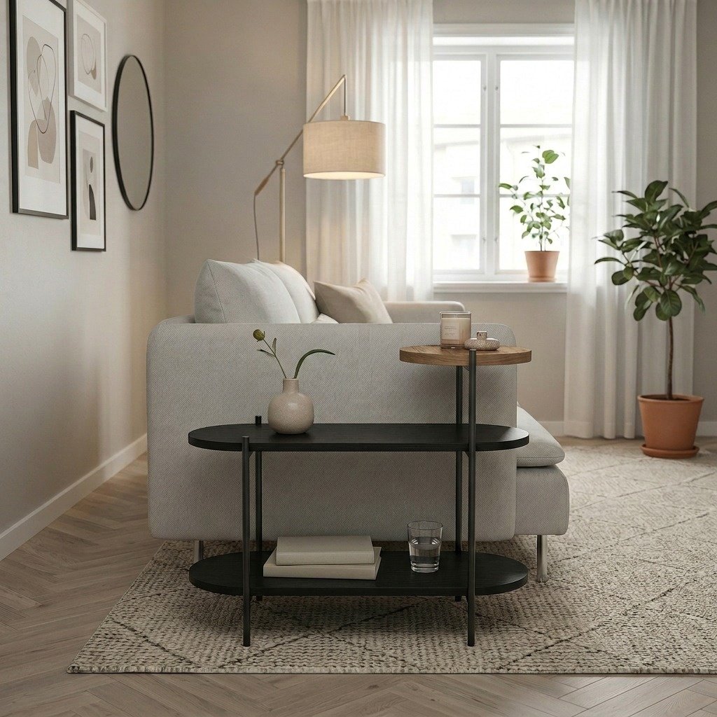 Decortie Somo 3 Tier Side Table - Black Wood Effect