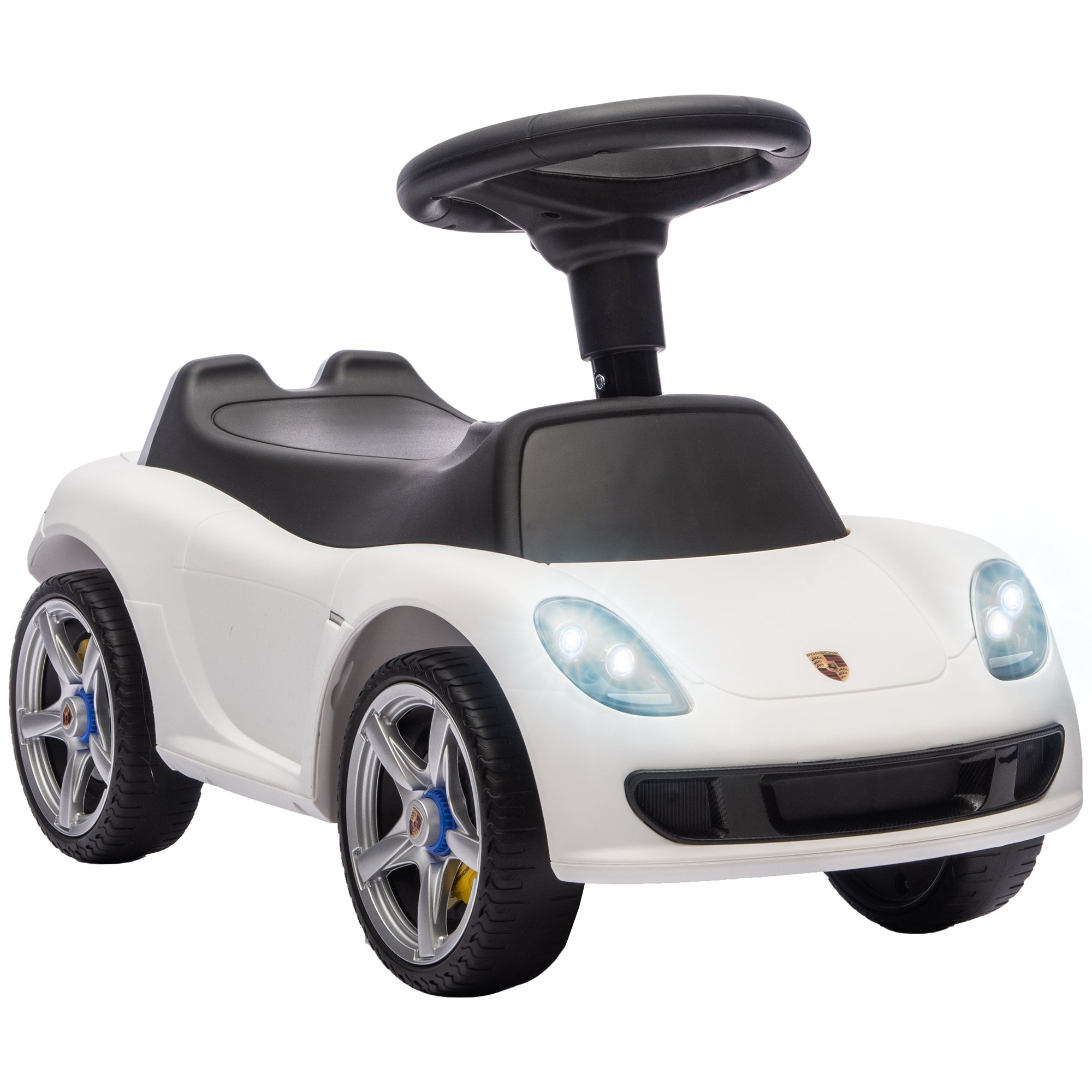AIYAPLAY Porsche Licensed 18-36 Months Headlights Ride on Car – White
