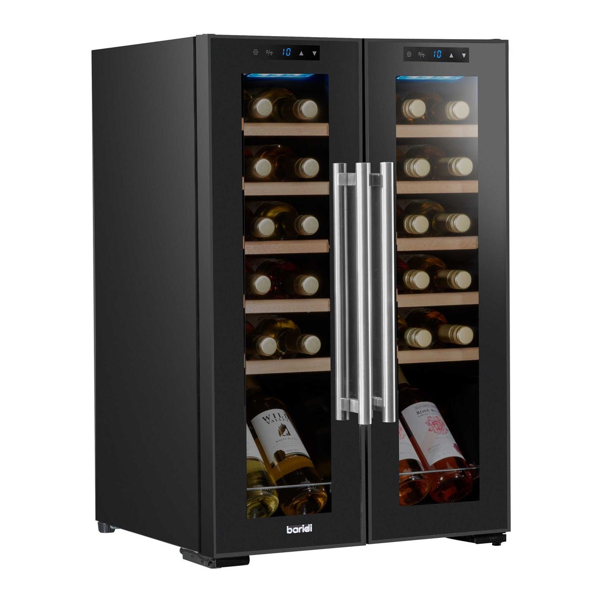 Baridi 24 Bottle Dual Zone Touch Control Wine Fridge - Black