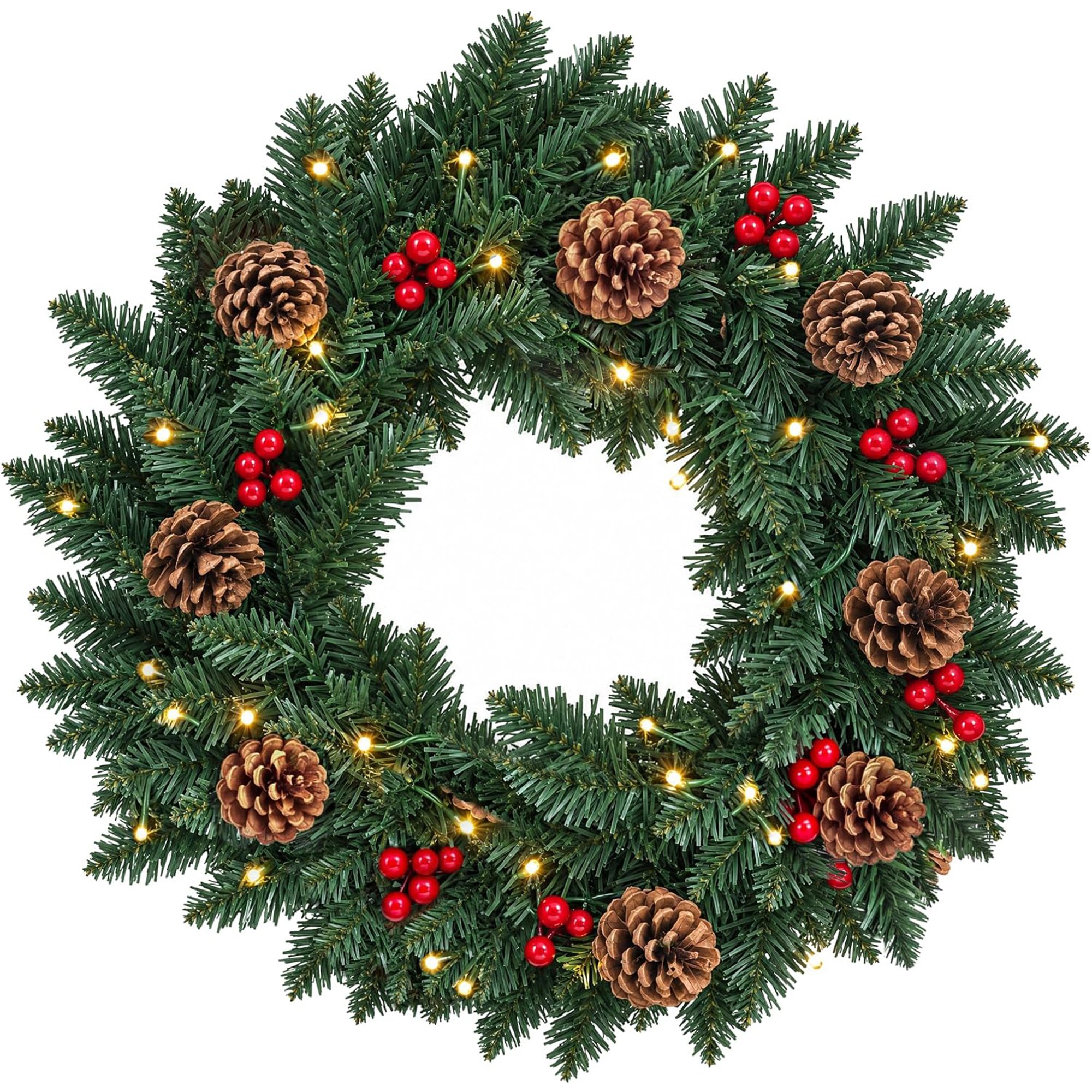 My Christmas Pre-Lit Christmas Wreath with LED Lights 45cm - Green