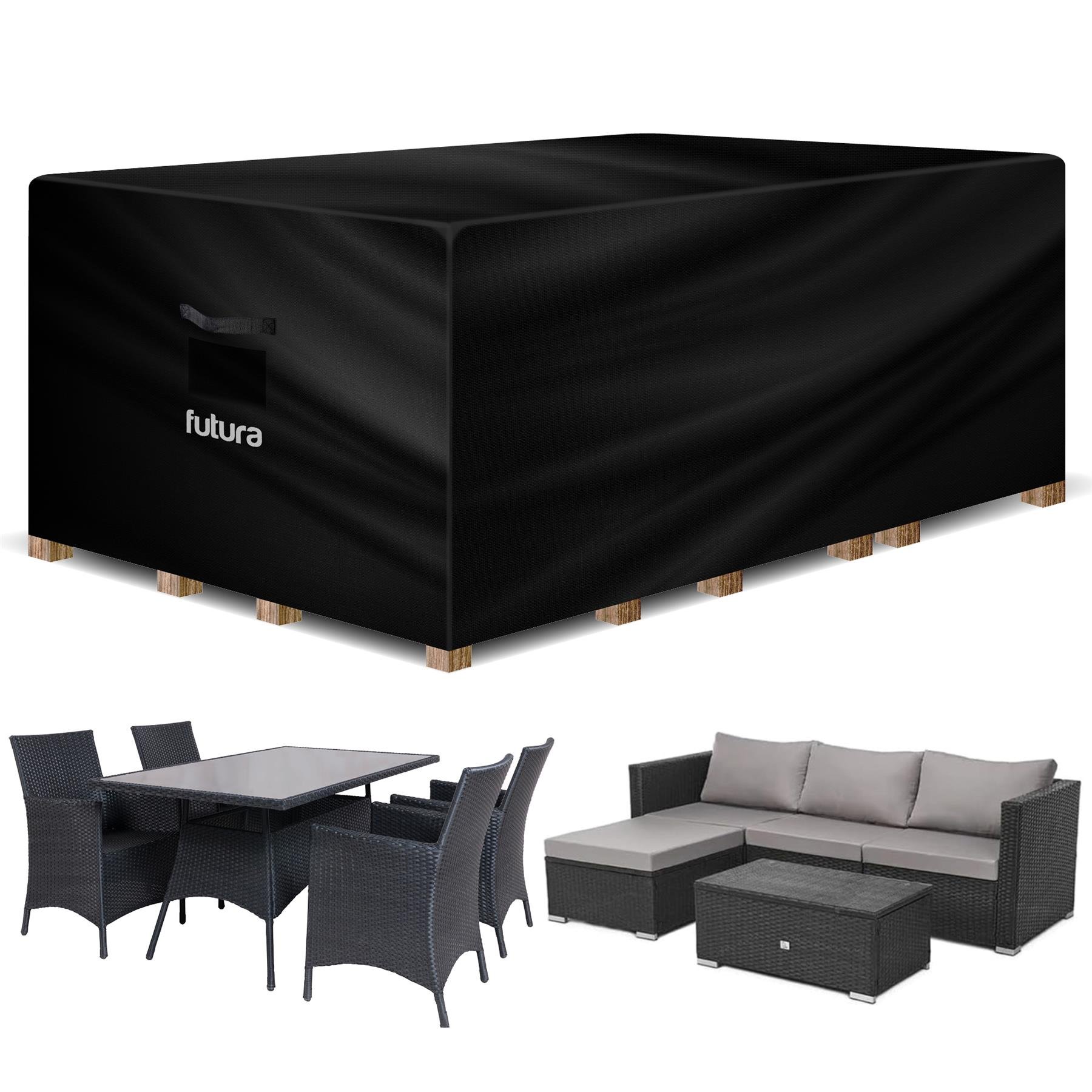 Futura Rectangular Waterproof Premium Garden Furniture Cover 242cm - Black