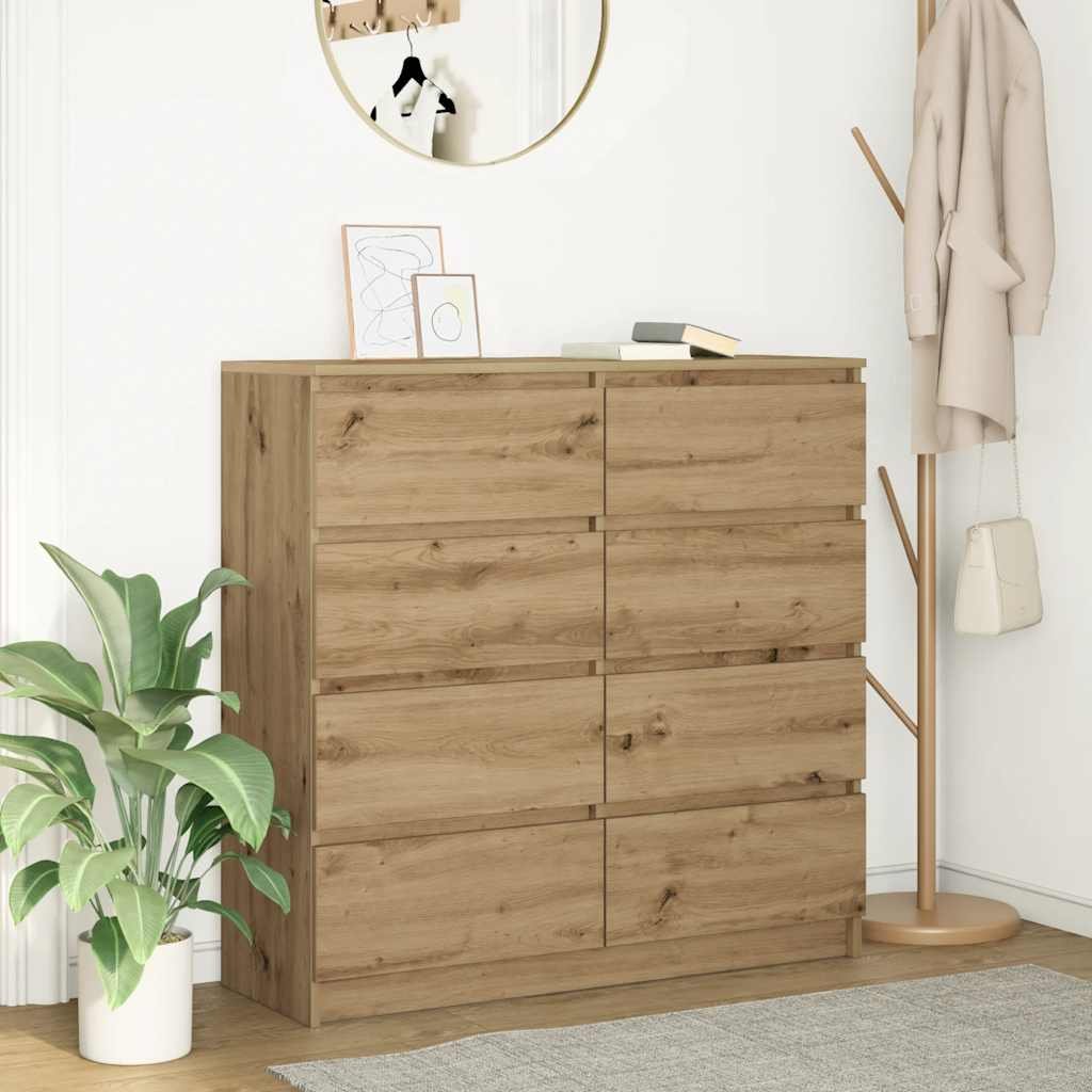 Walplus Engineered Wood Sideboard - Artisan Oak - 100 x 35 x 99 cm