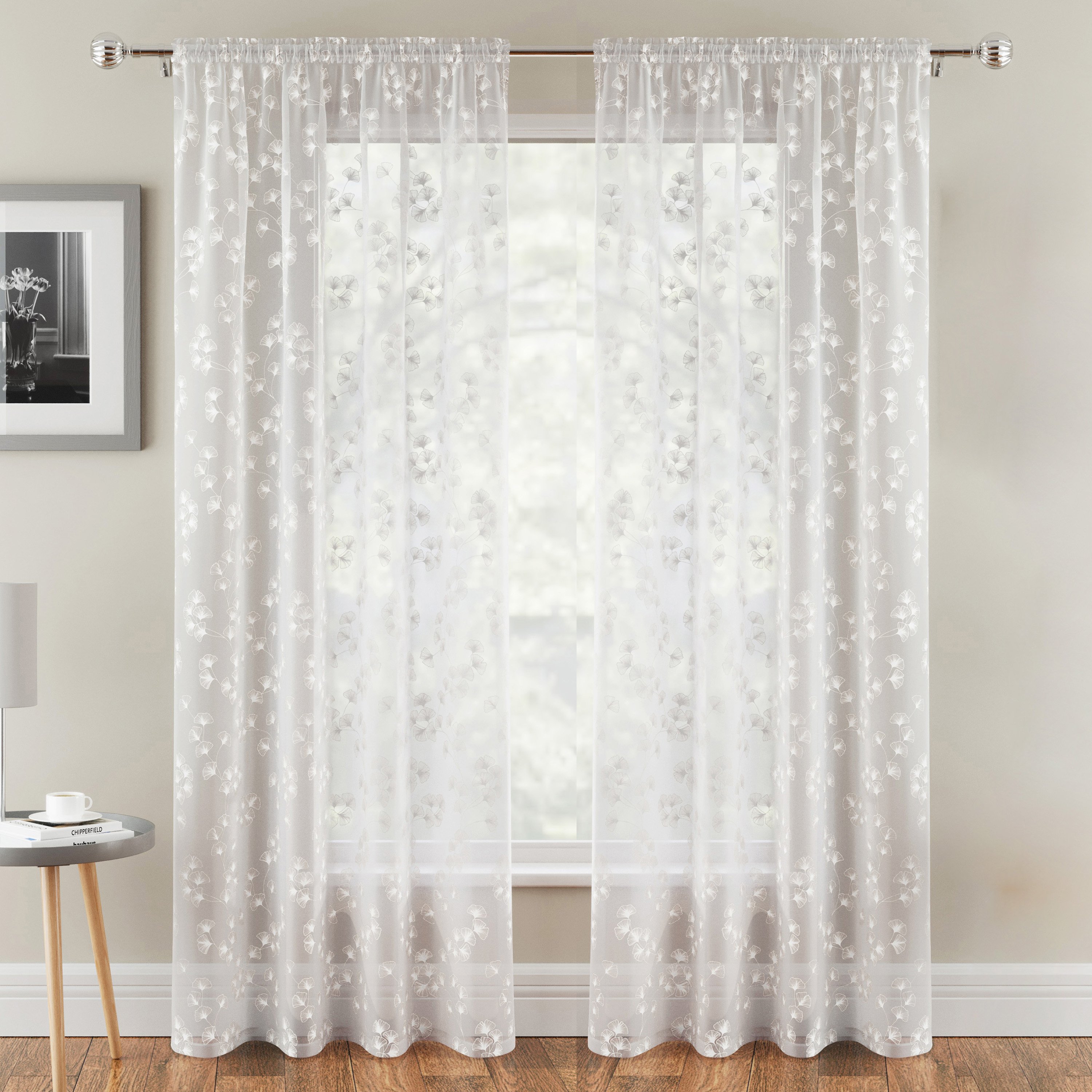 Tyrone Textiles Delila Rod Pocket Voile Panels - 140 x 122cm - White