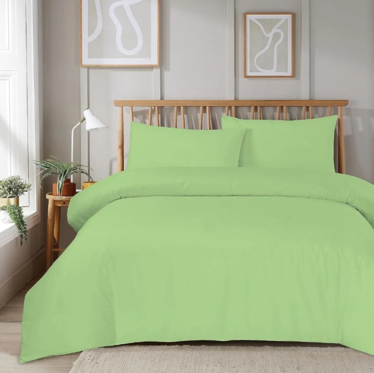 New Edge Blinds Super Soft Plain Sage Green Duvet Set - Double
