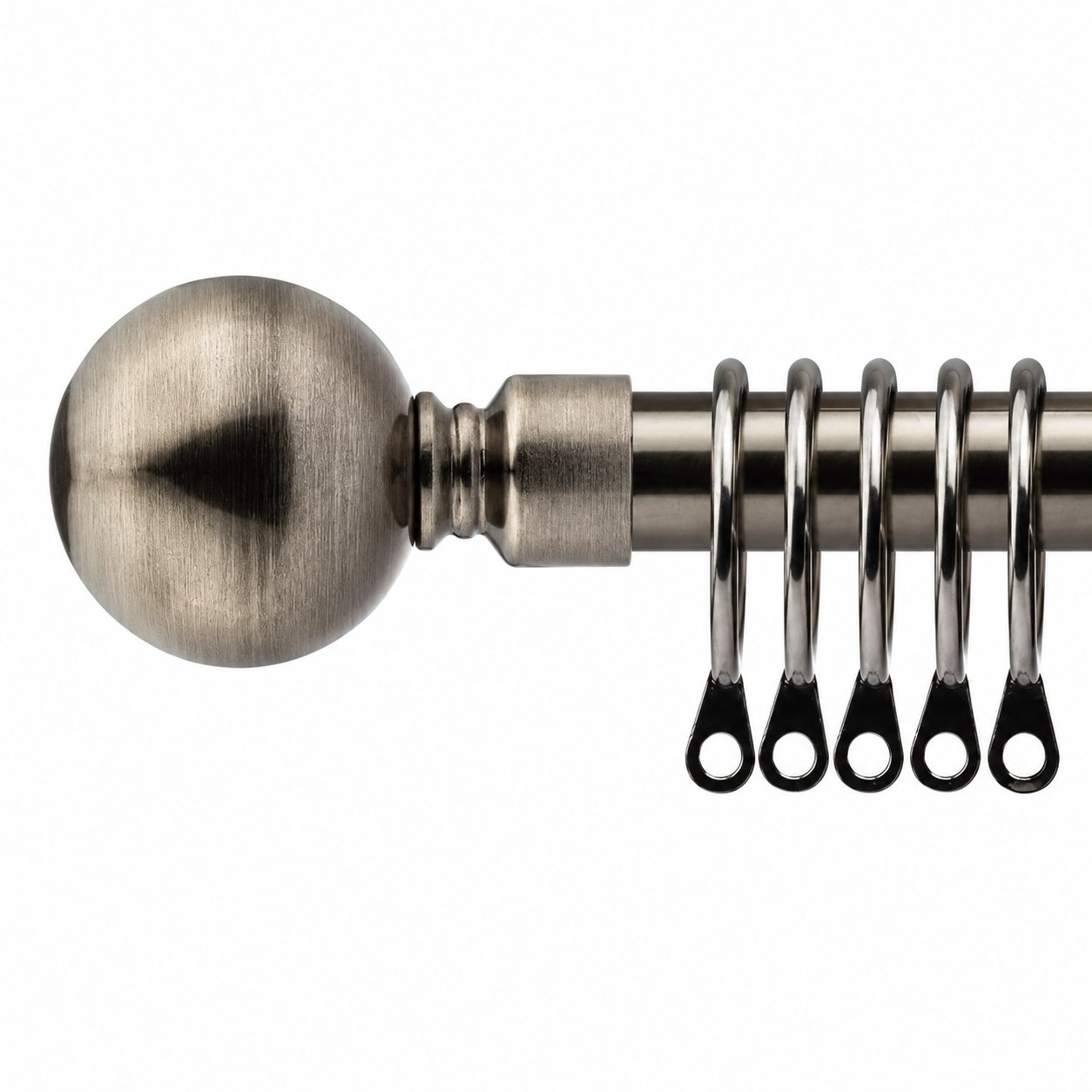 New Edge Blinds 16-19mm Black Silk Ball Extendable Curtain Pole - 120cm - 210cm