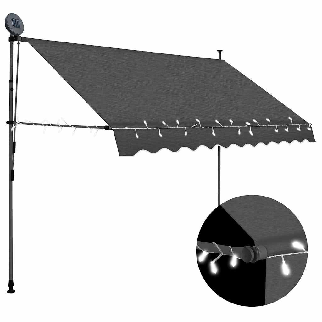 Walplus Electric Polyester Retractable Awning - Anthracite - 300 x 120 cm