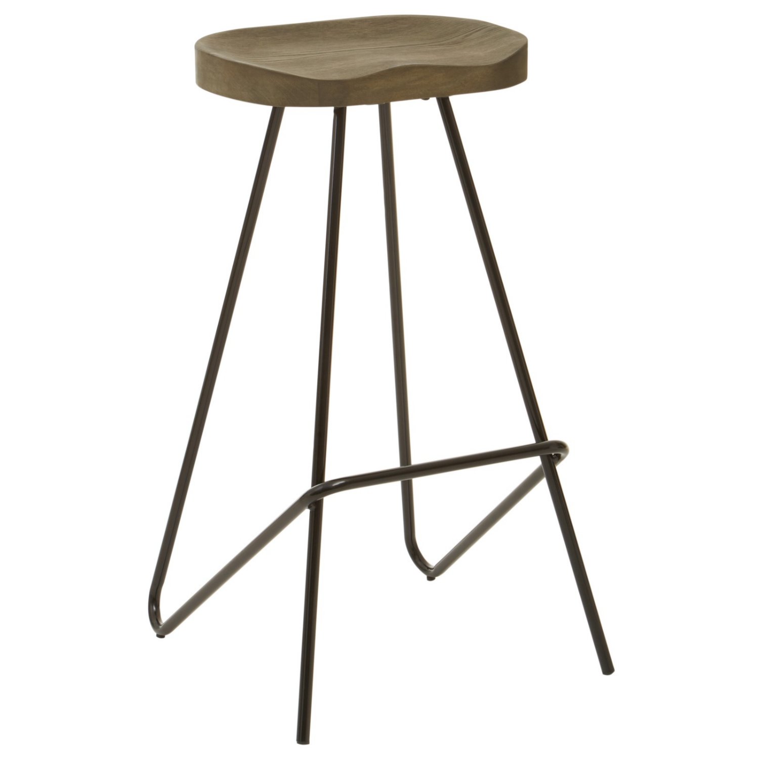 Orsina District Elm Wood Bar Stool – Natural & Black