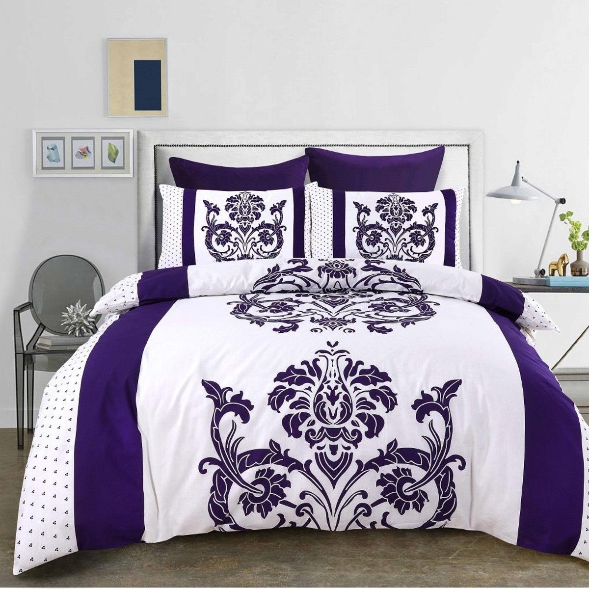 HomeSpace Direct Darcy Plum Duvet Cover Set - Double
