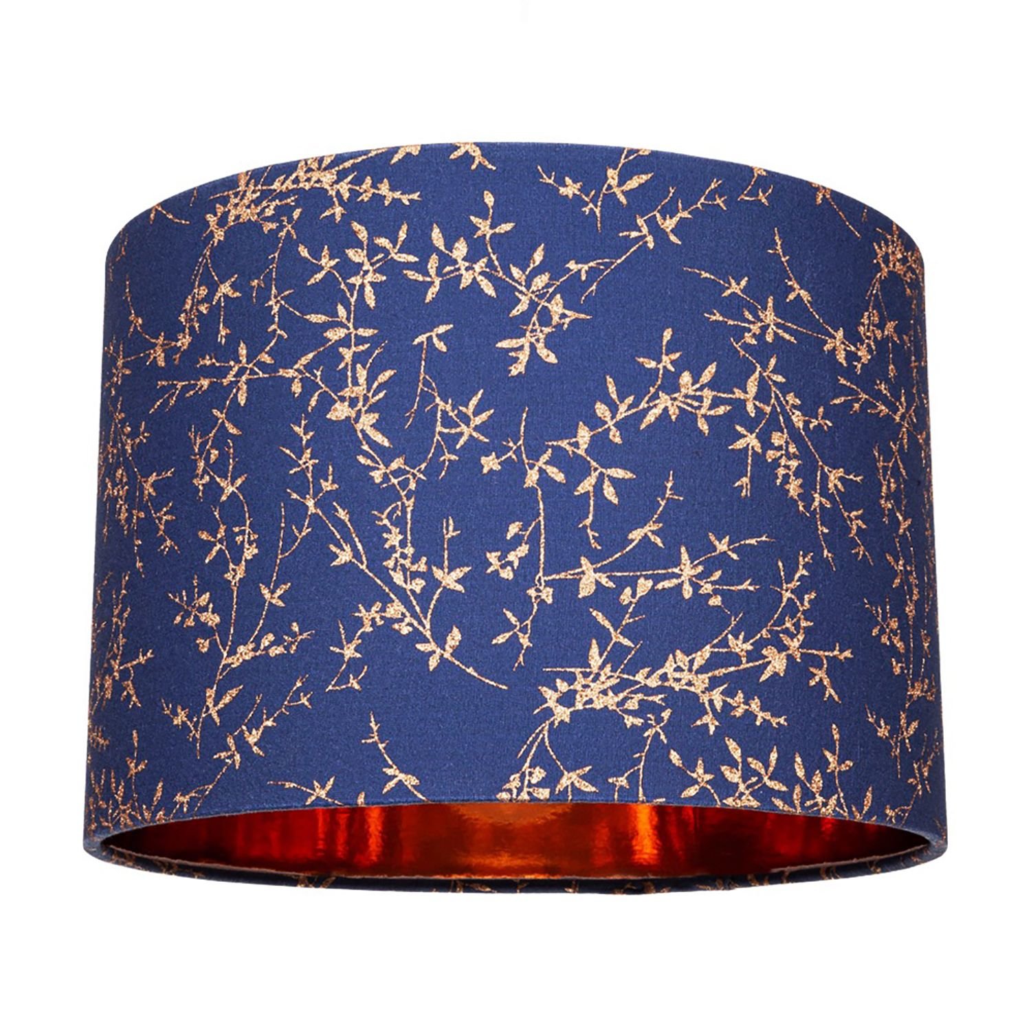 Happy Homewares Navy Blue Cotton Fabric with Copper Foil Lampshade - 30cm