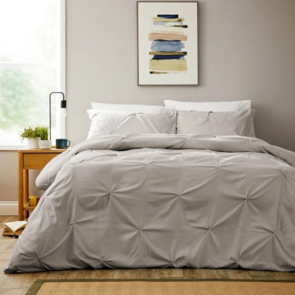 New Edge Blinds Pintuck Natural Duvet Set - Single