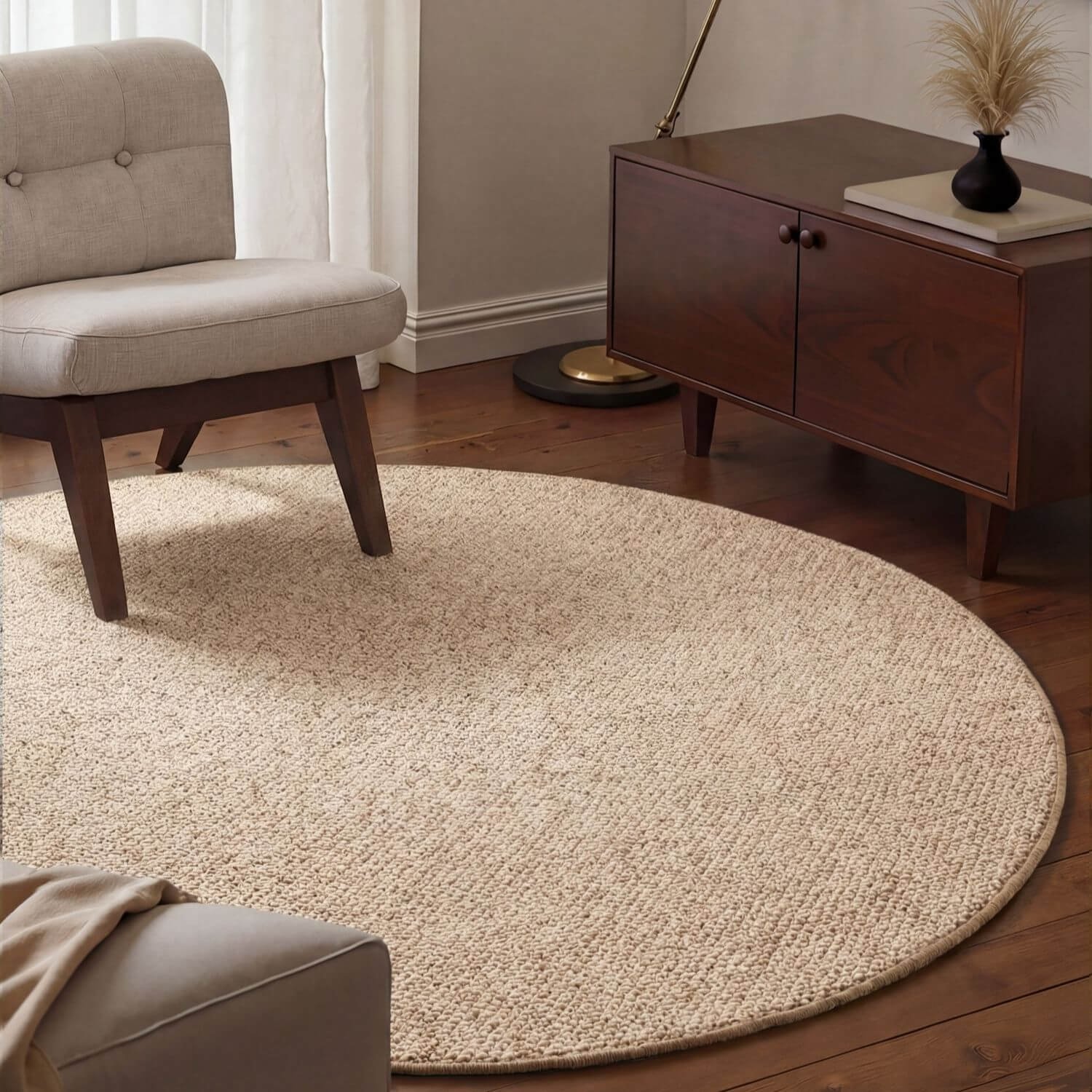 Hanse Home Beige Wolly Tufted Look Synthetic Round Rug - 133cm