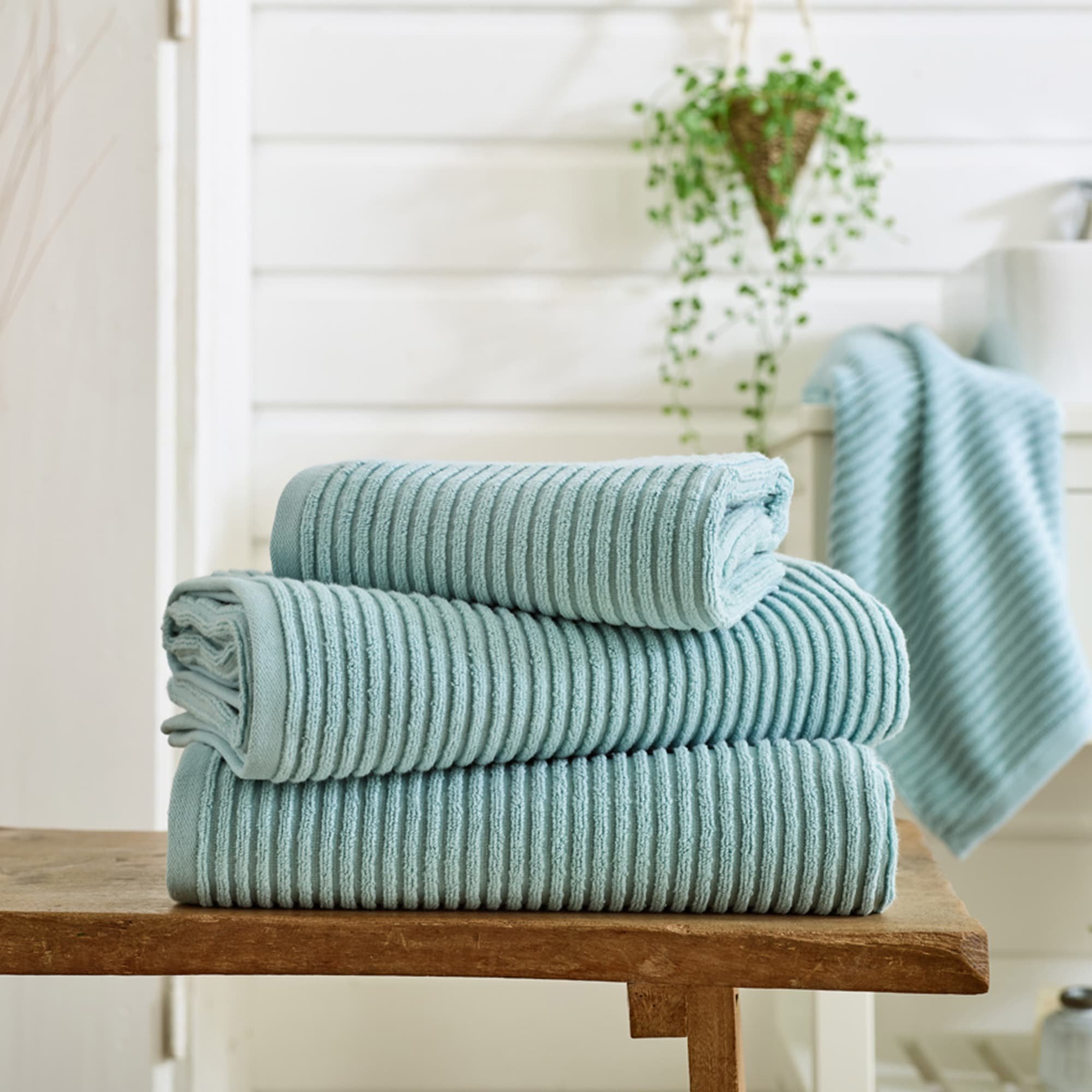Deyongs Premium Zero Twist 100% Cotton Hand Towel Textured Sereno - Blue