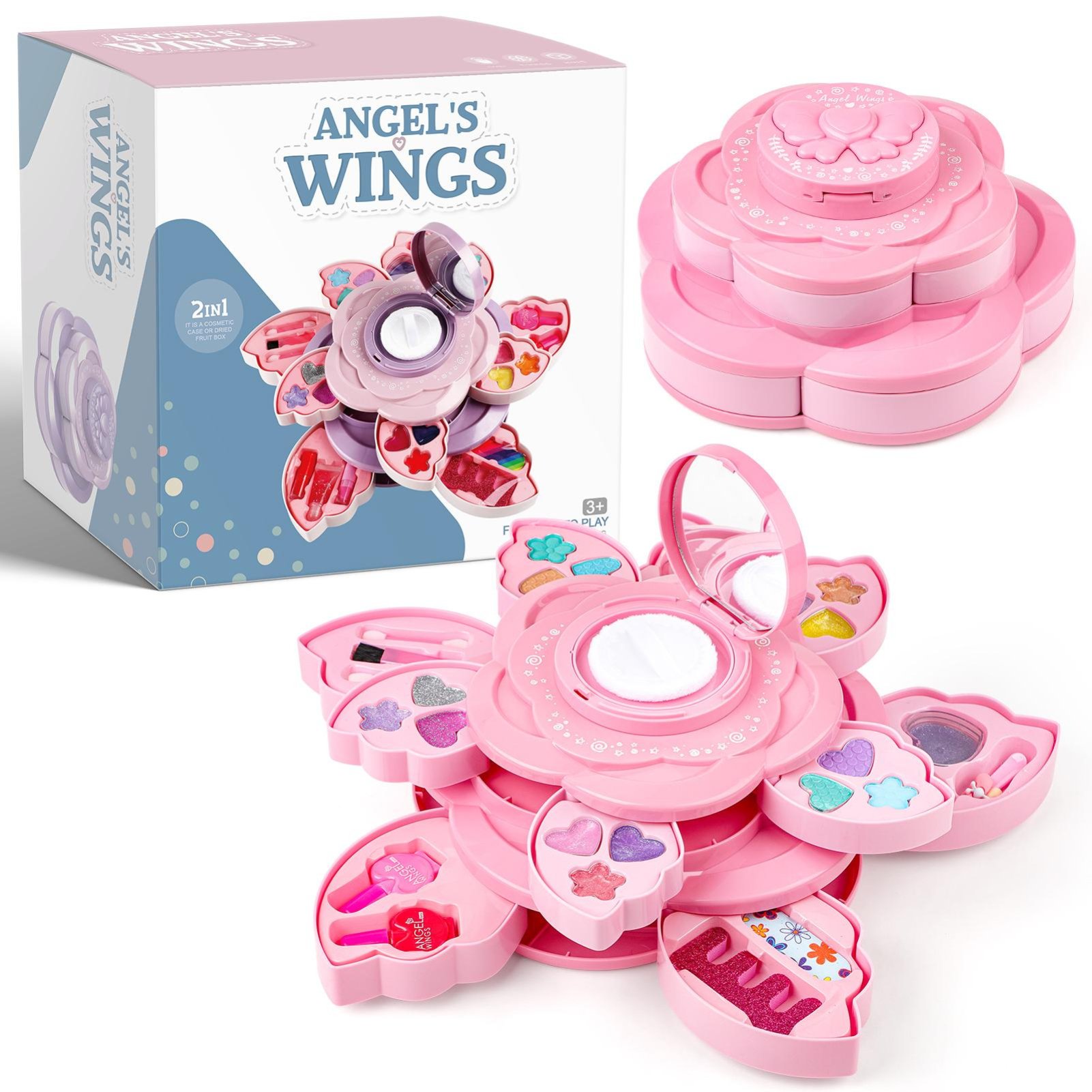 deAO 2-in-1 Flower Makeup Set Toy - Pink