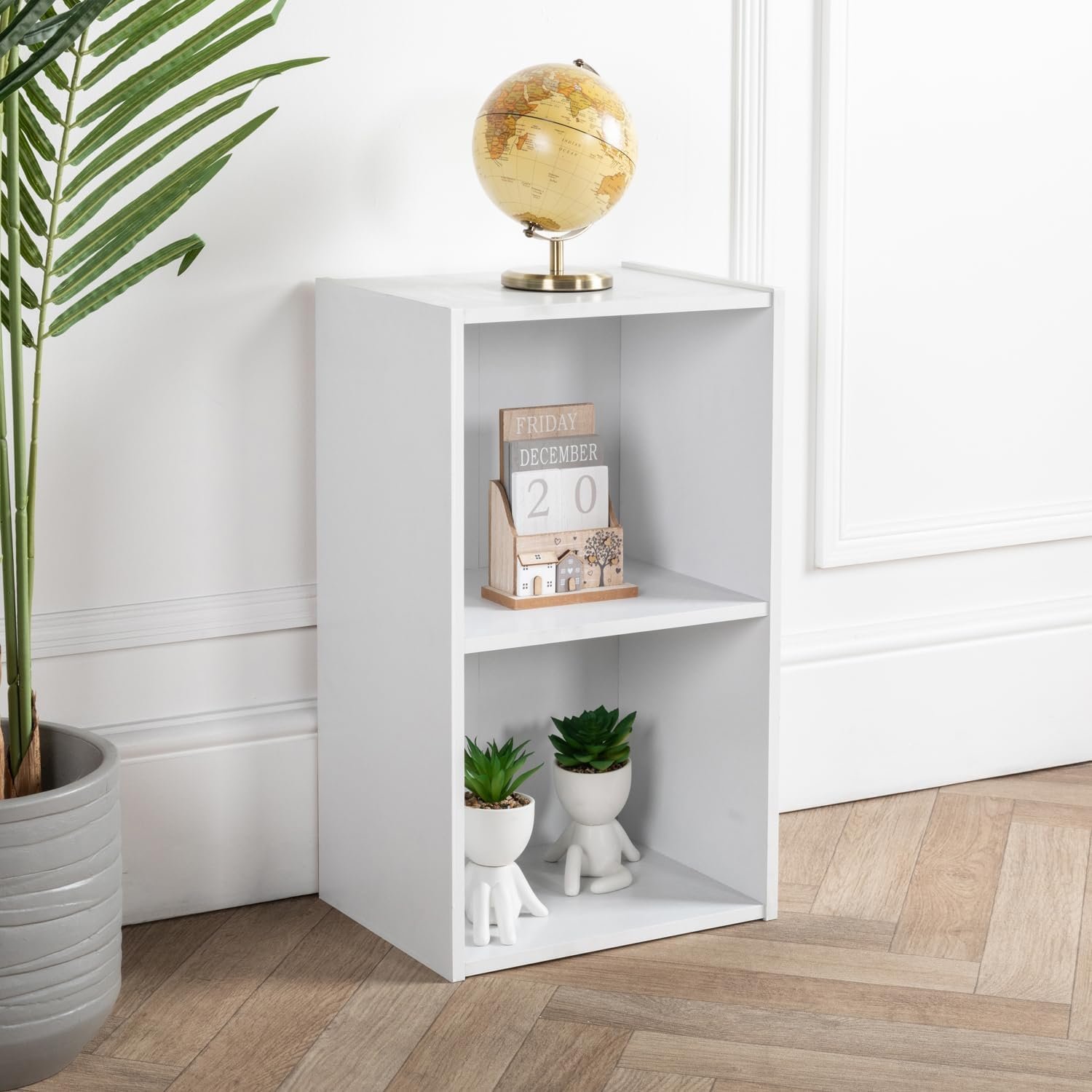 Home Treats Wooden 2 Tier Cube Bookshelf - White