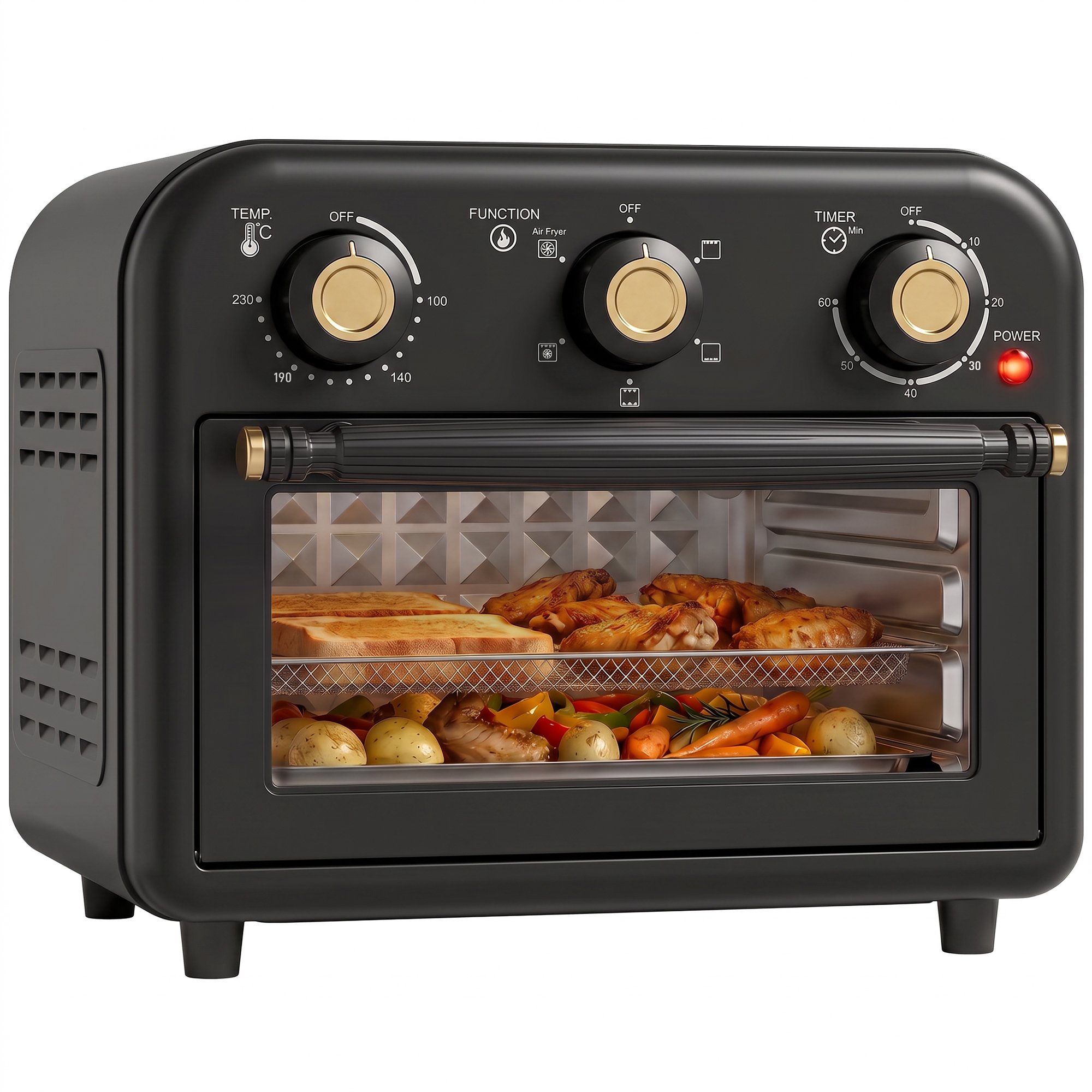 HOMCOM 12 L Air Fryer Oven with Knob Controls and Baking Tray - Black