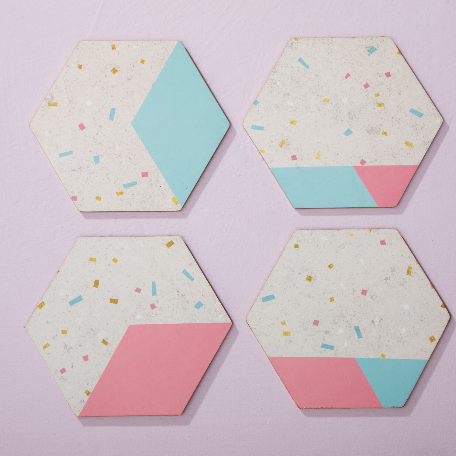 Orsina Set Of 4 Mimo Hexagonal Cork Coasters - Assorted