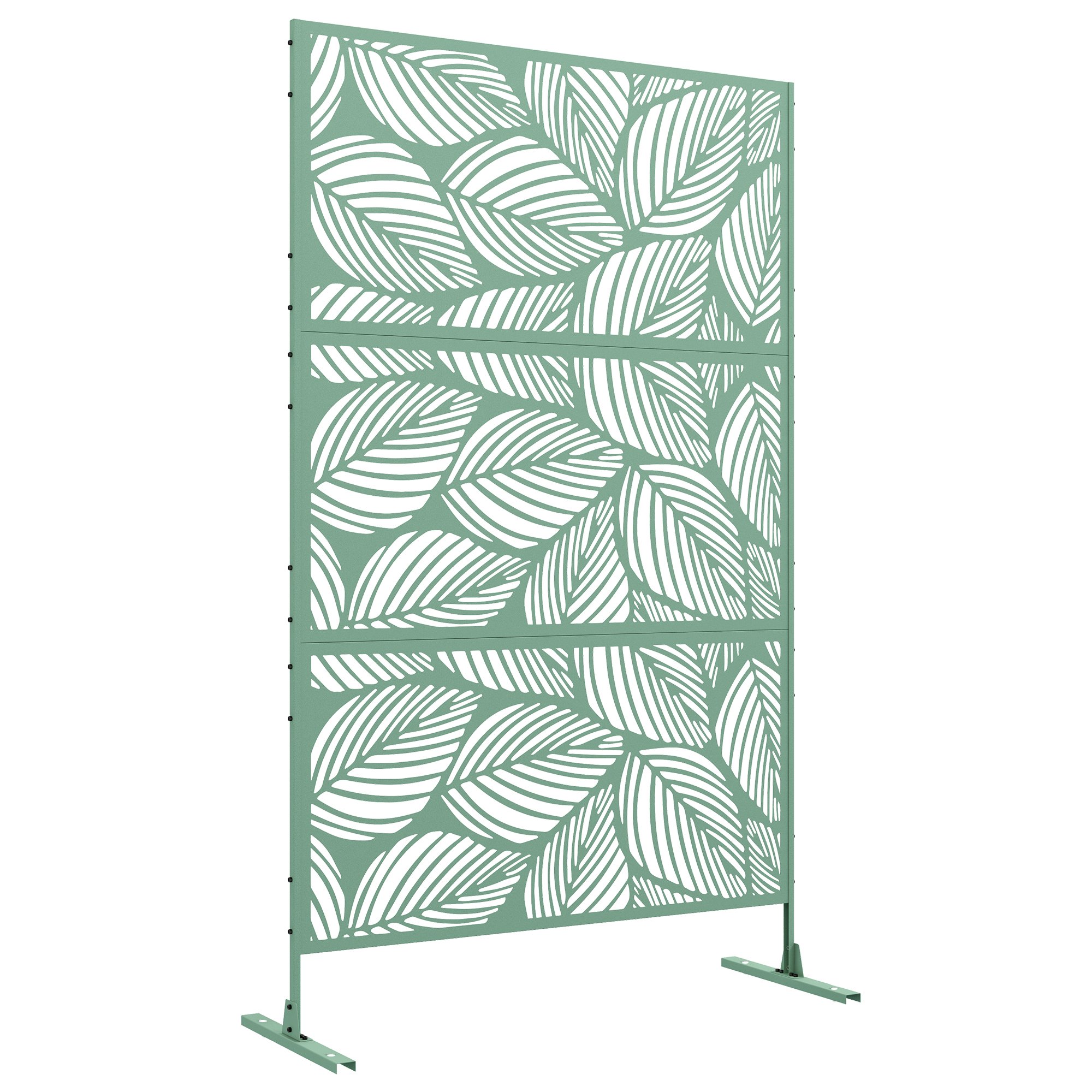 Outsunny Freestanding Steel Leaf Privacy Screen – Light Green