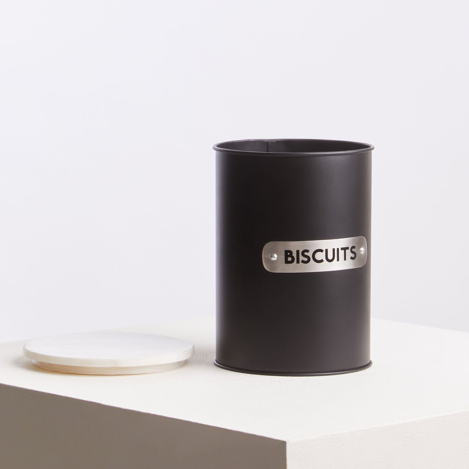 Orsina Liberty Enamel Marble Biscuit Canister – Black and White
