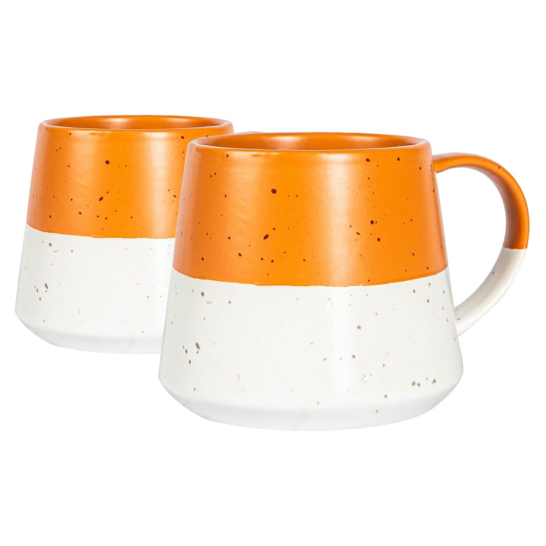 Nicola Spring Dipped Flecked Belly 370ml Coffee Mugs Pack of 2 - Burnt Orange