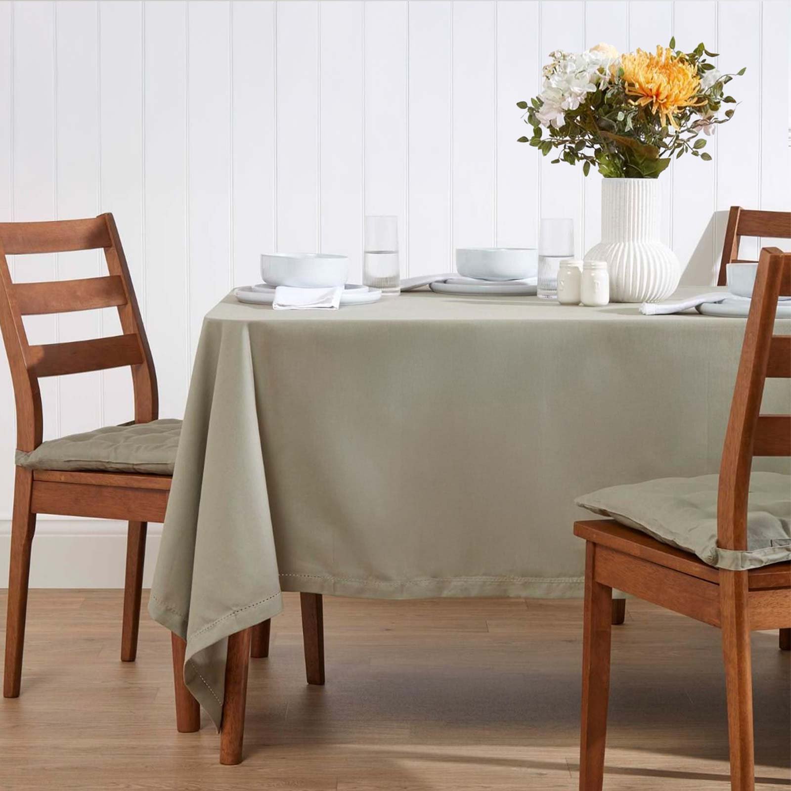 Homescapes Cotton Tablecloth - 178 x 300 cm - Grey