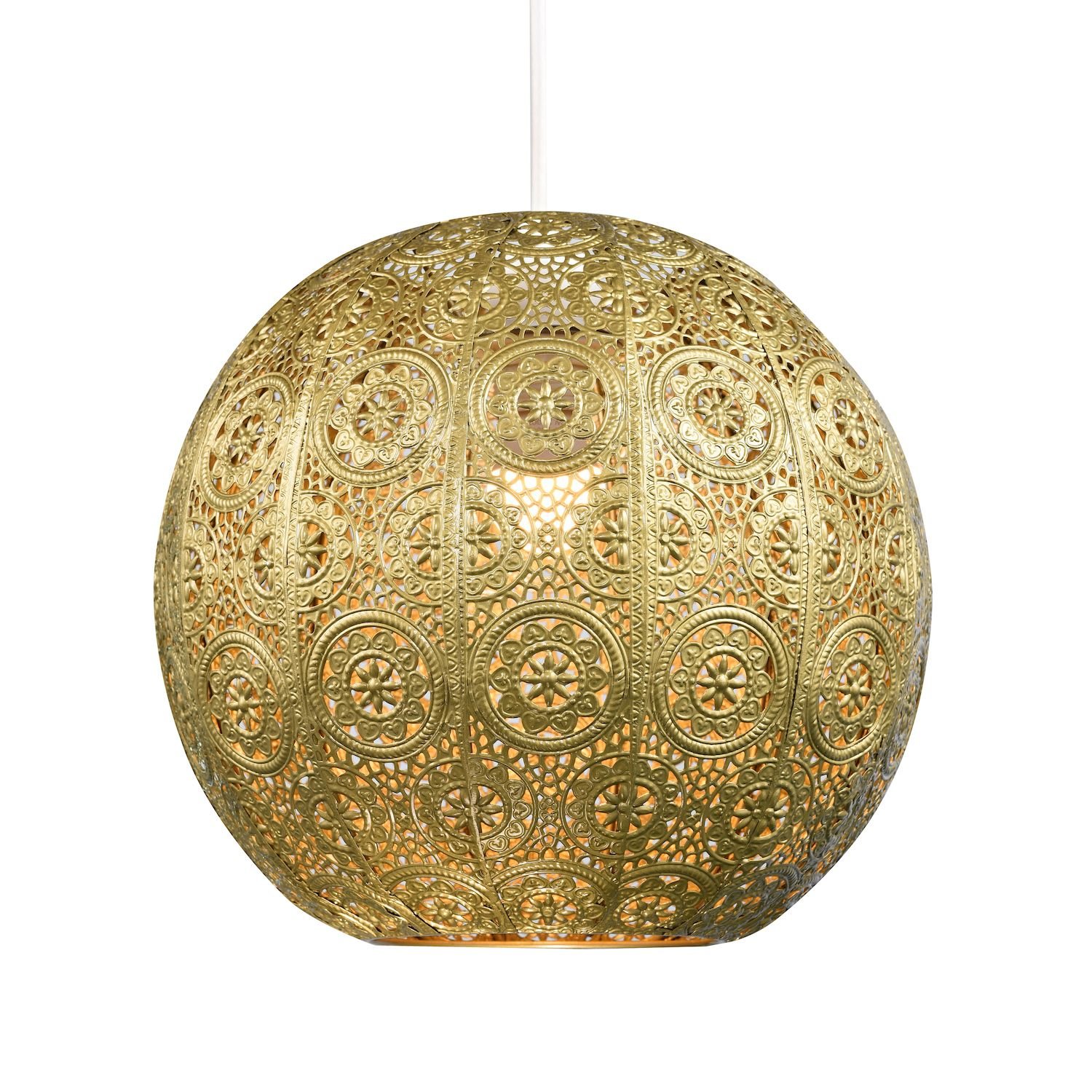Happy Homewares Gold Spherical Vintage Moroccan with Floral Pendant Shade - 30cm