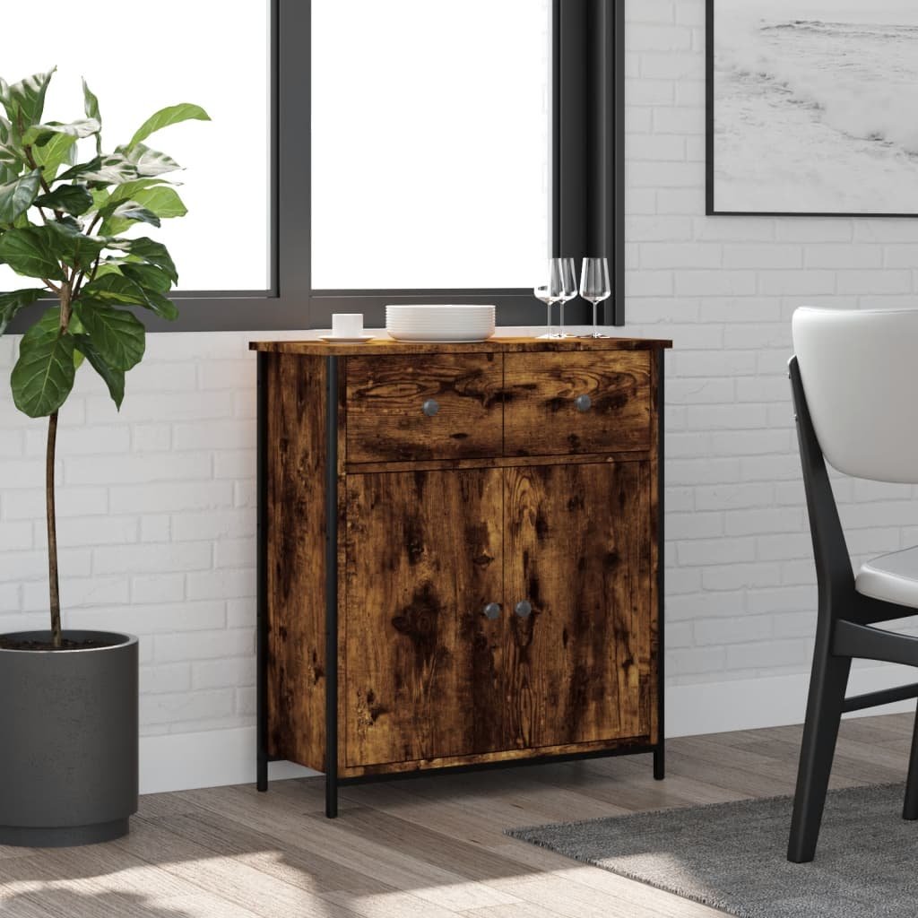 Walplus Engineered Wood Sideboard - Smoked Oak - 70 x 30 x 80 cm