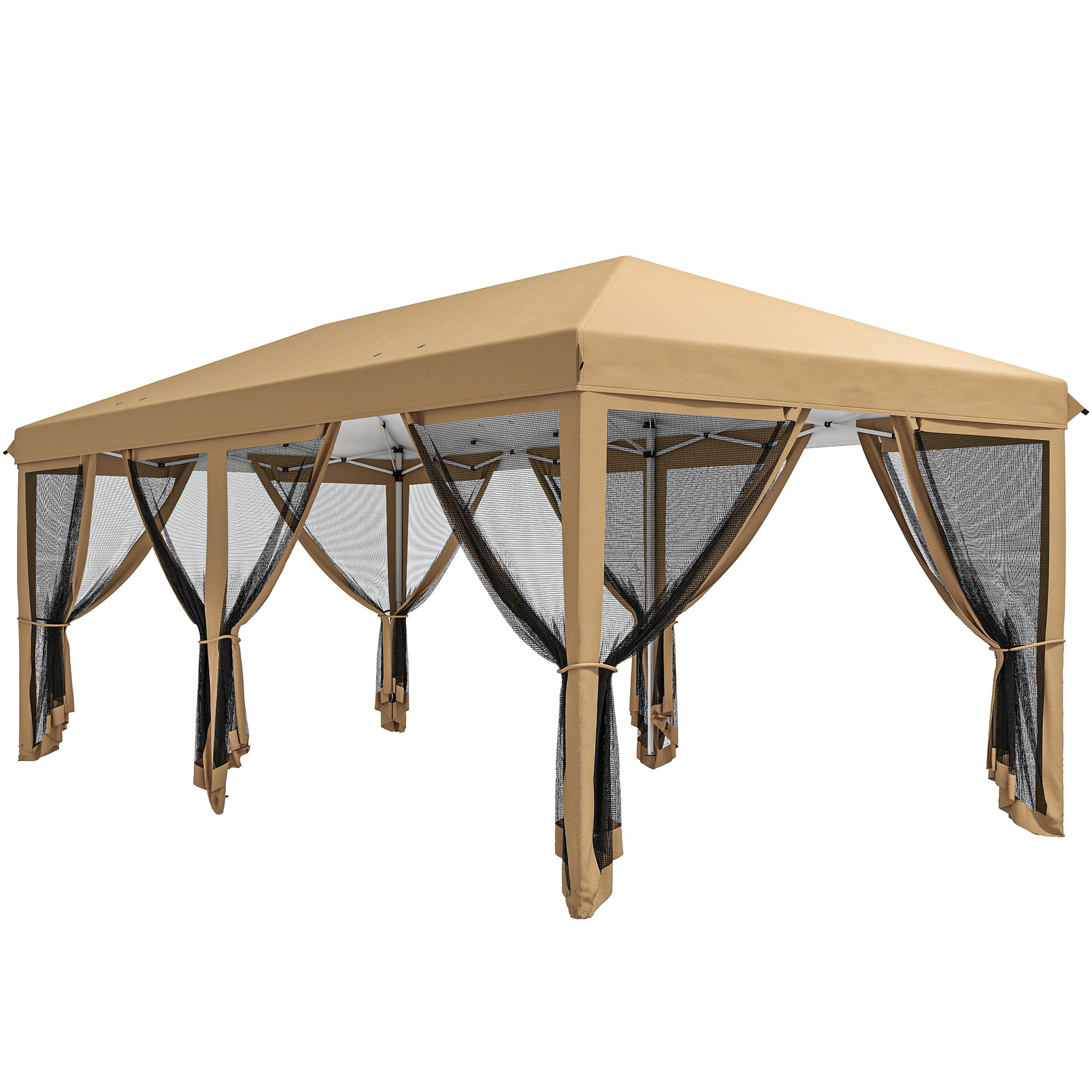 Outsunny Pop Up 6 Mesh Wall Gazebo – Beige