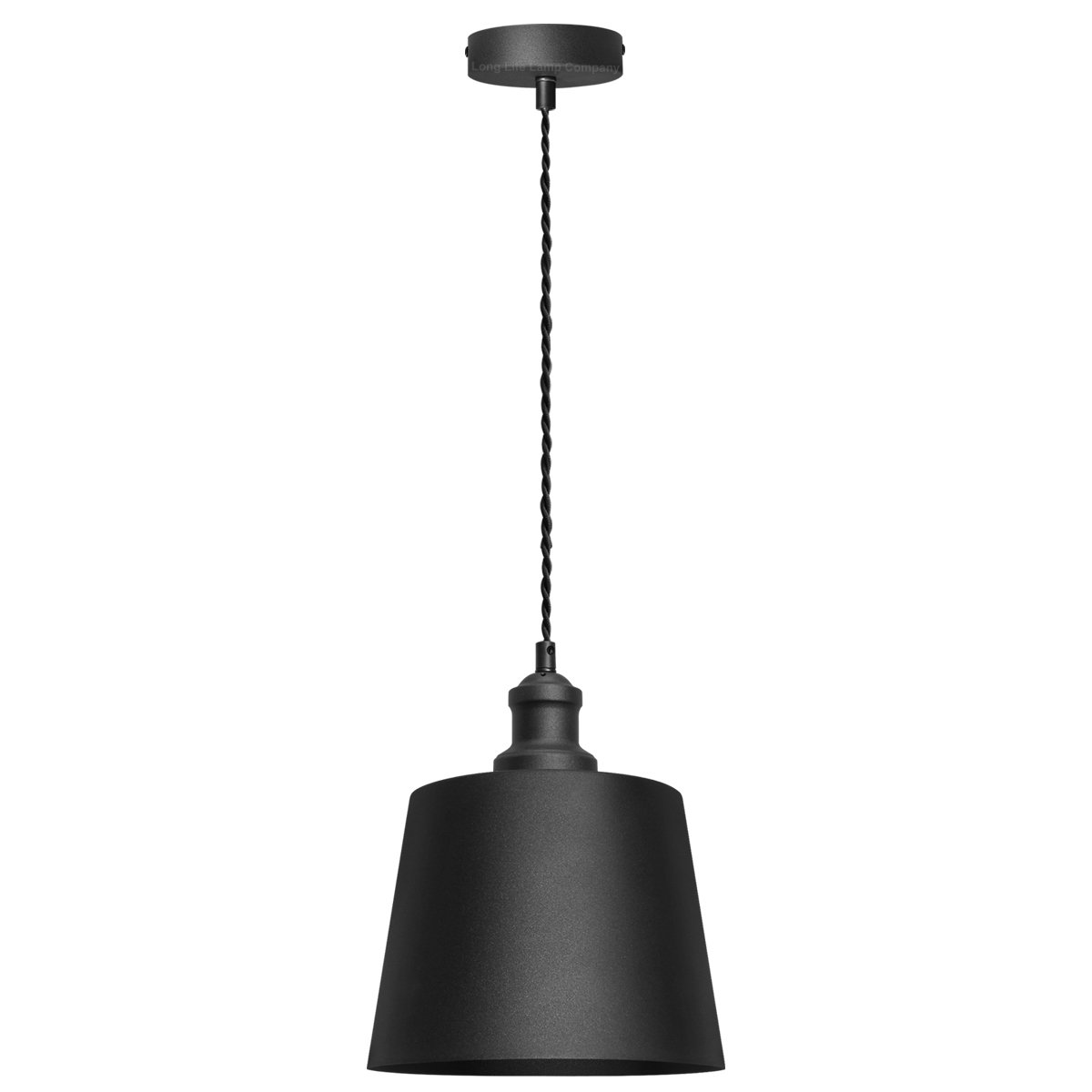 Energy Light Bulbs Tapered Drum Metal Ceiling Pendant Light - Black