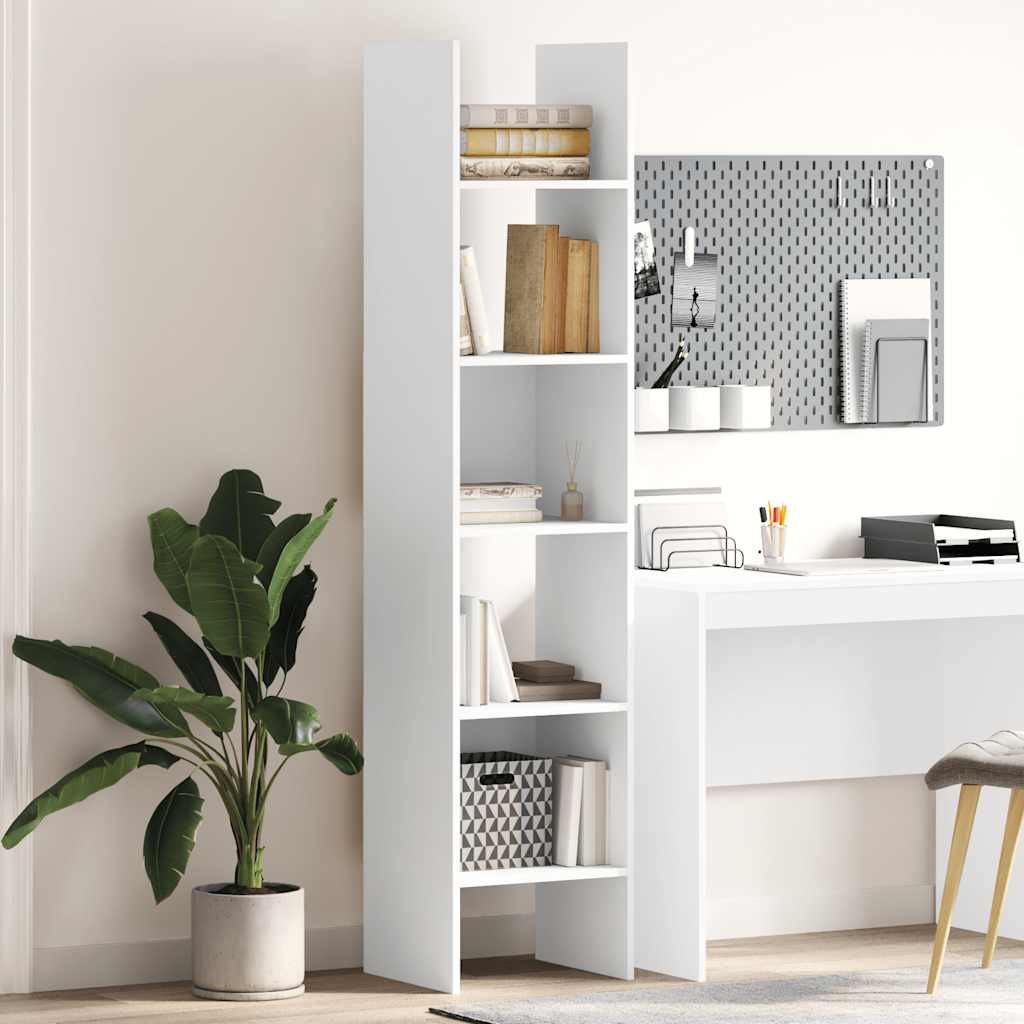 Walplus Engineered Wood Book Cabinet - White - 40 x 35 x 180 cm