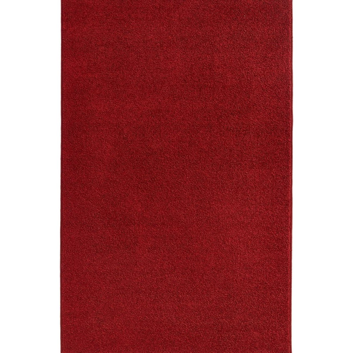 Hanse Home Red Velours Pure Modern Plain Velour Synthetic Rug - 80 x 150cm
