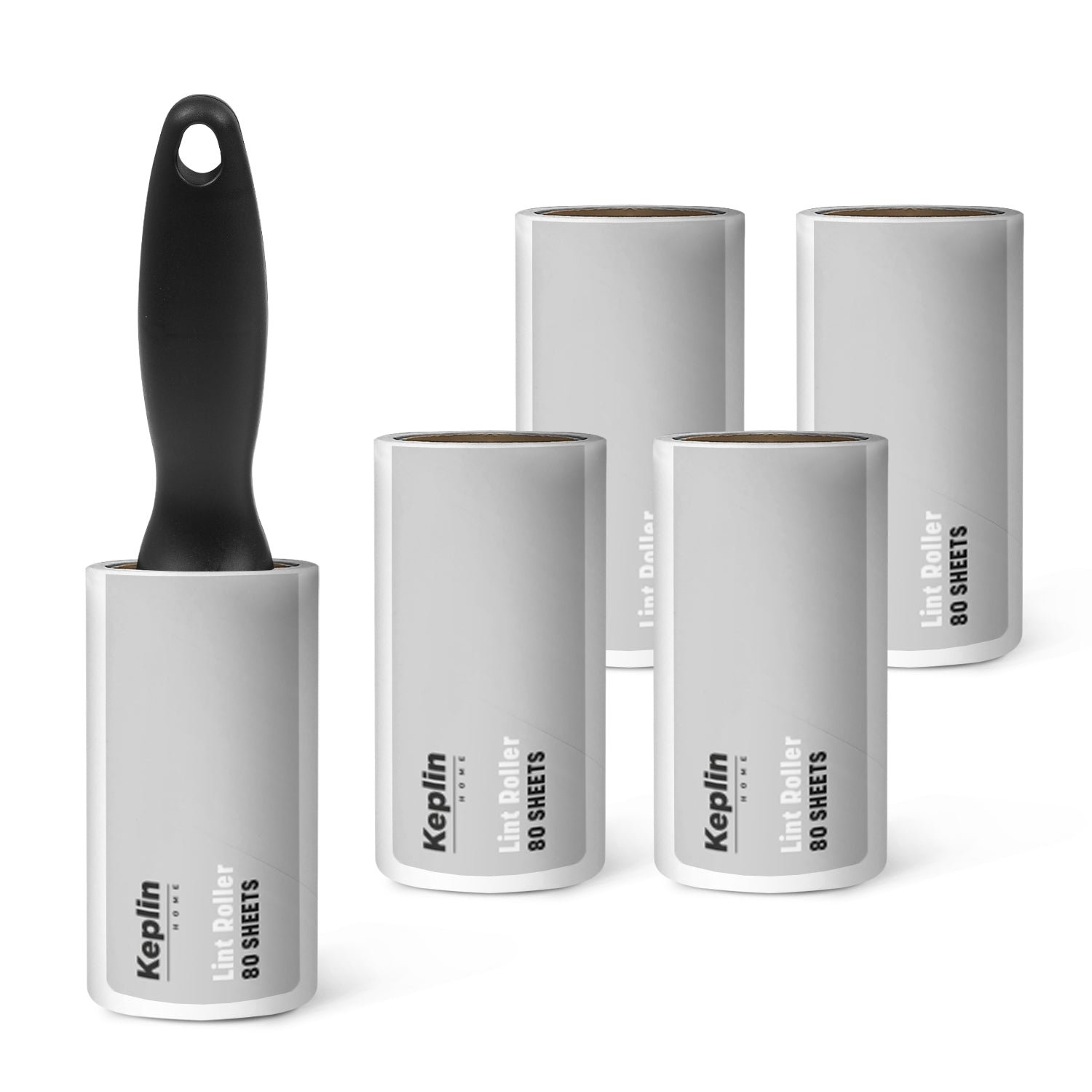 Keplin Refillable Lint Roller Set 5 x 80 Sheets - Black