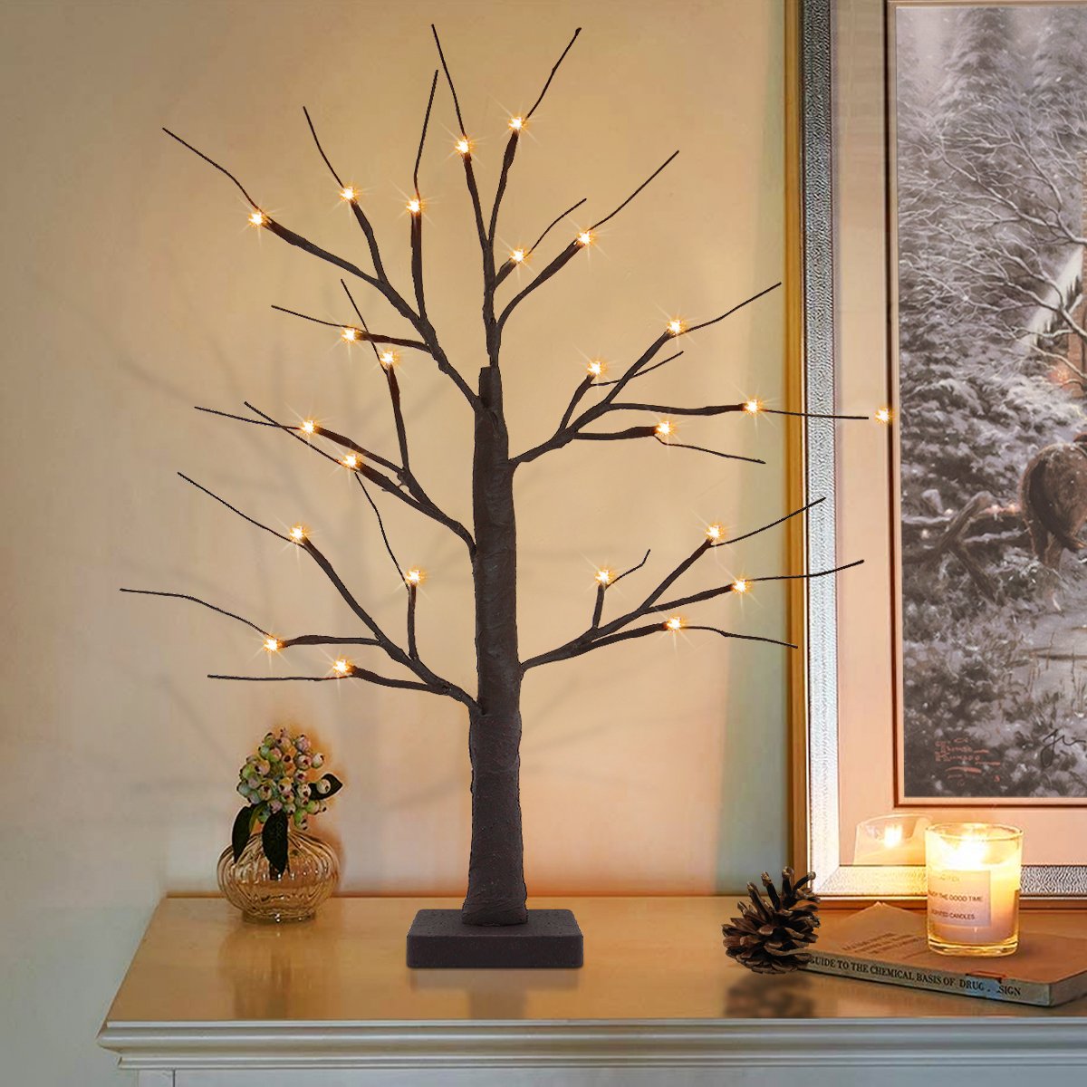 Energy Light Bulbs Warm White Birch Tree LED Table Decoration - Brown