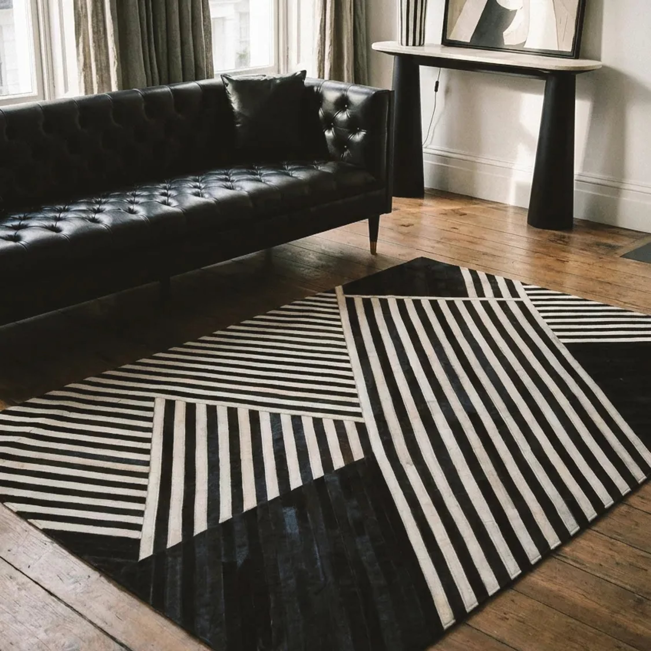 Orsina Black and White Bosie Safira Stripes Rug - 120 x 170cm