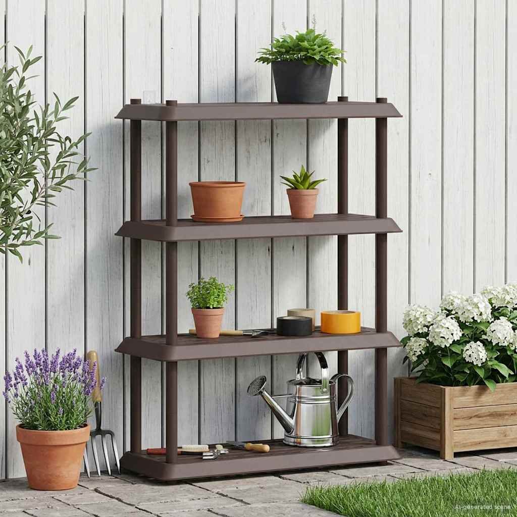 Walplus 4 Tier Shelving Unit - Brown - 100 x 40 x 136.5 cm