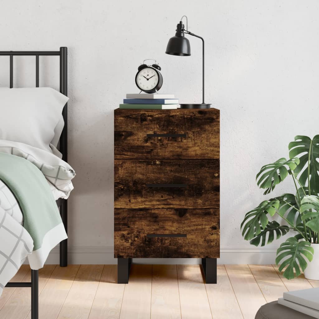 Walplus Engineered Wood Bedside Cabinet - Dark Oak - 40 x 40 x 66 cm