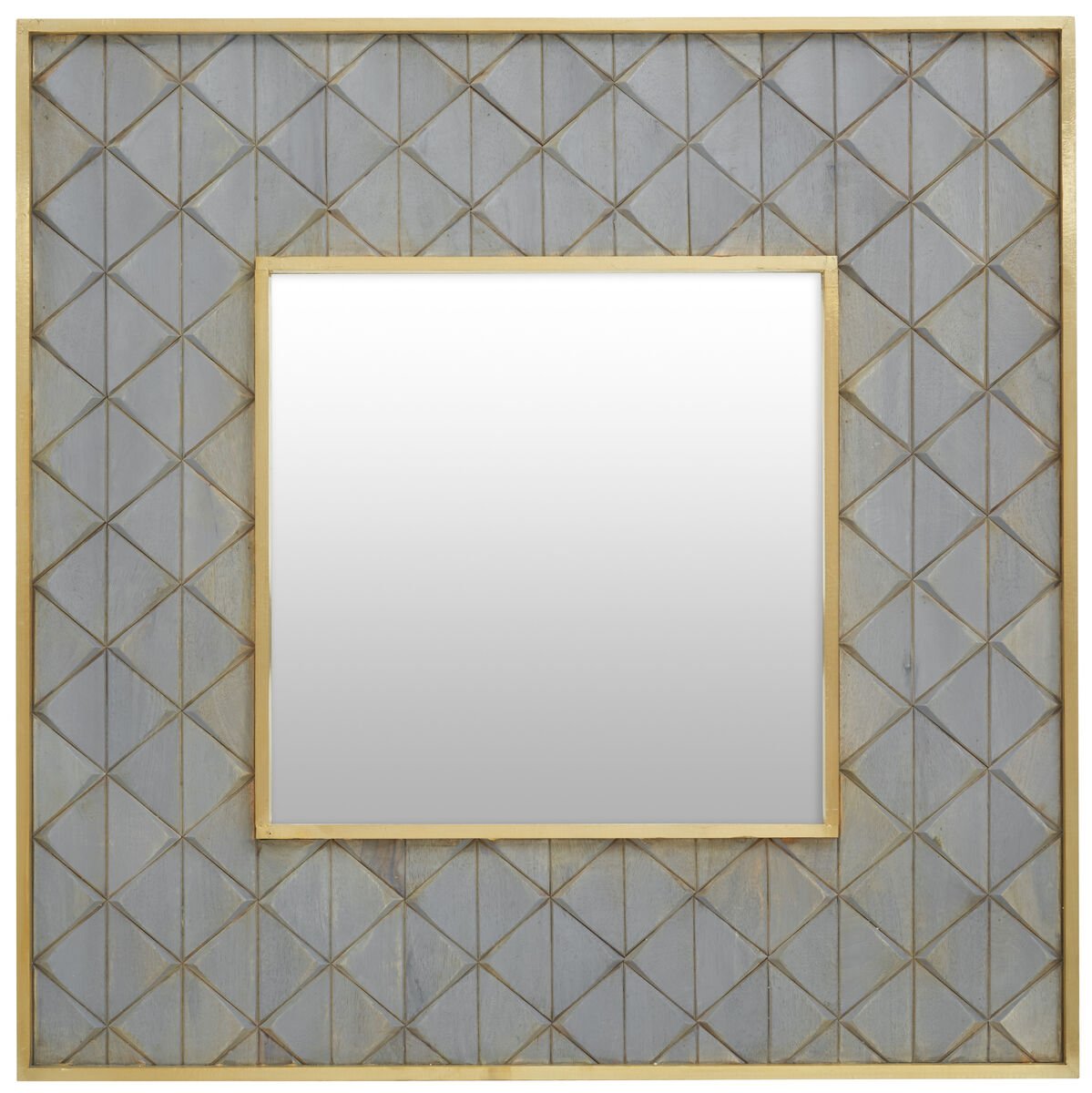 Orsina Siro Grey Wash Mango Wood Square Wall Mirror - Assorted