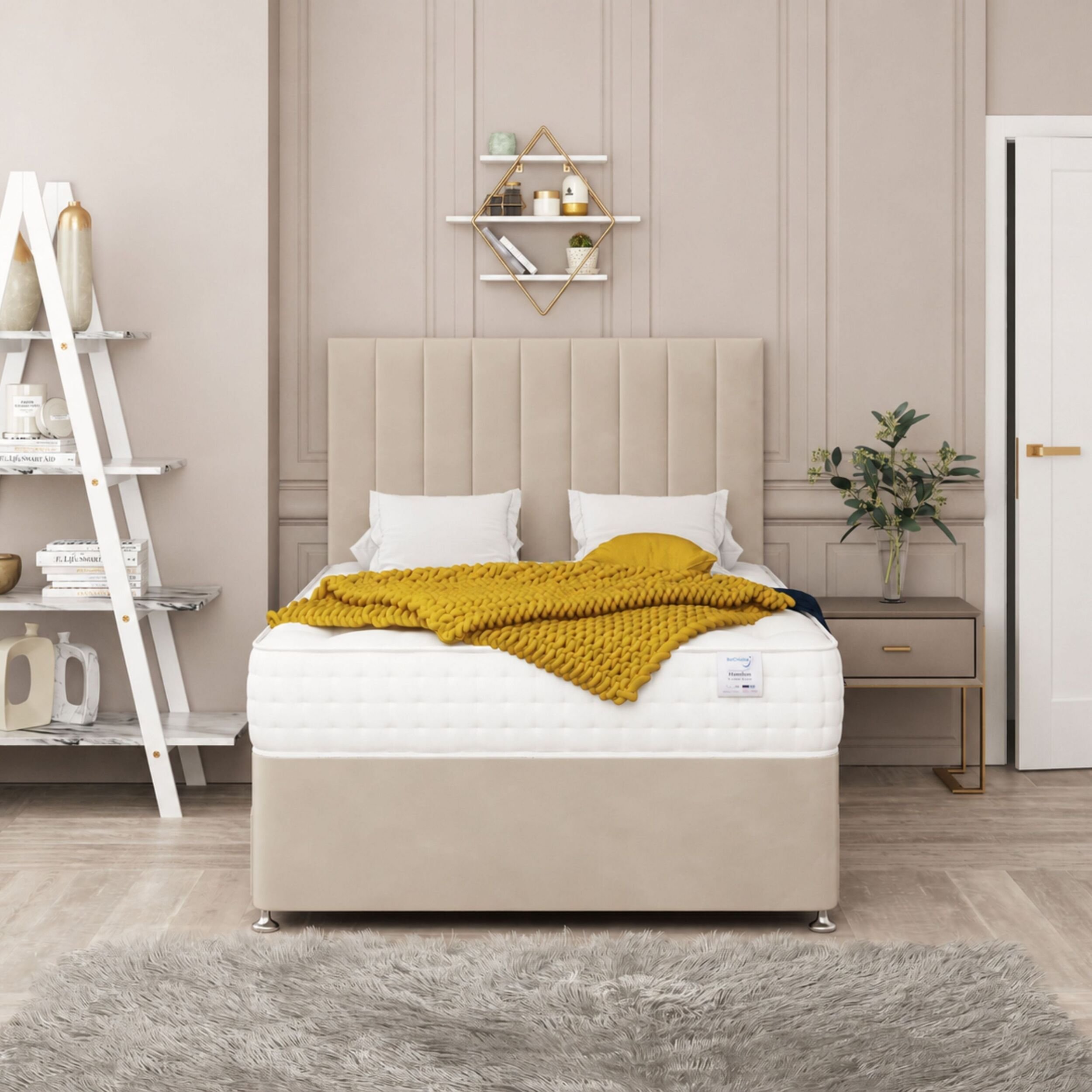 Choices Alaska Small Double 4 Drawer 54" Headboard Divan Bed Set - Cream