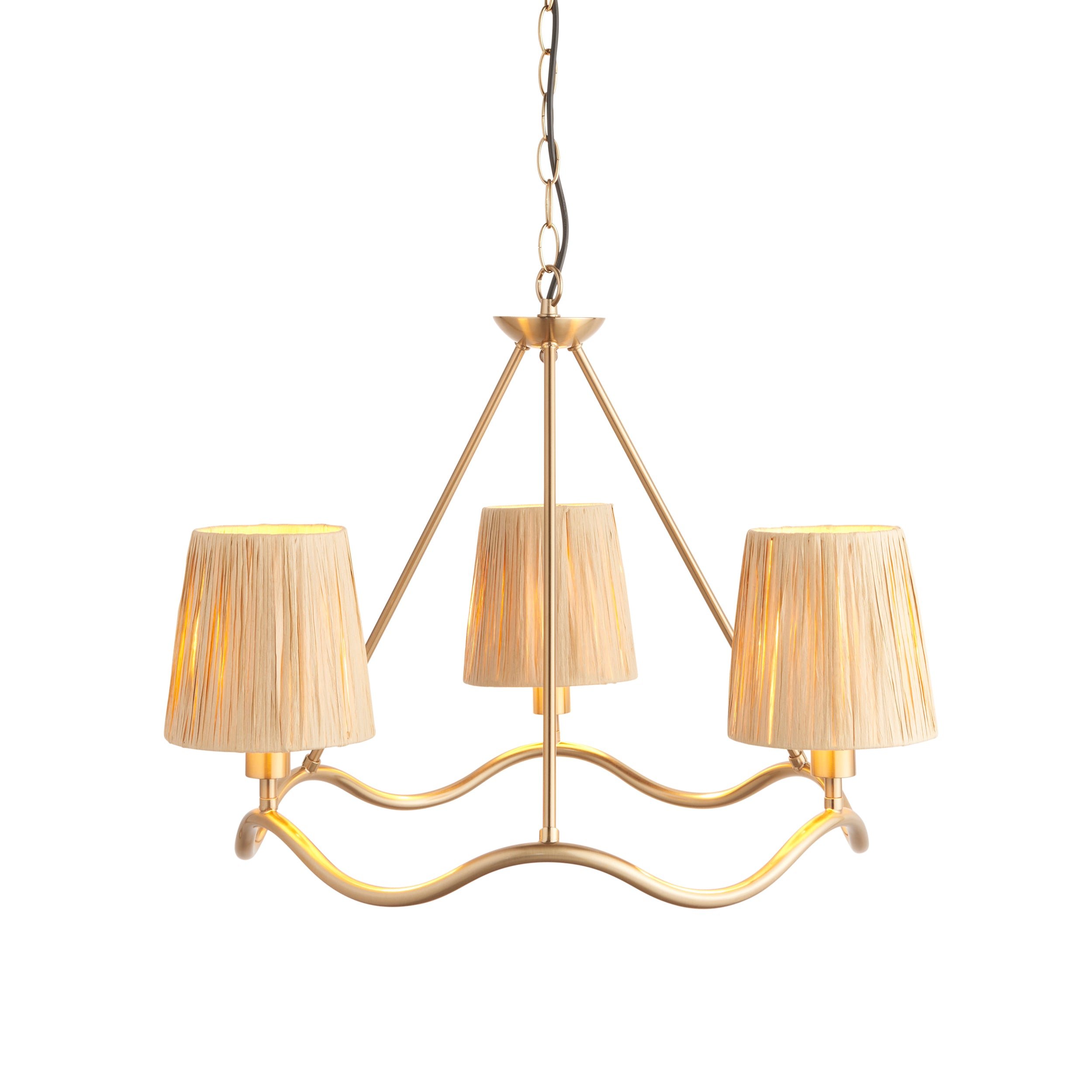 Loops Direct Steel Raffia 3-Light Pendant - Brushed Aged Brass