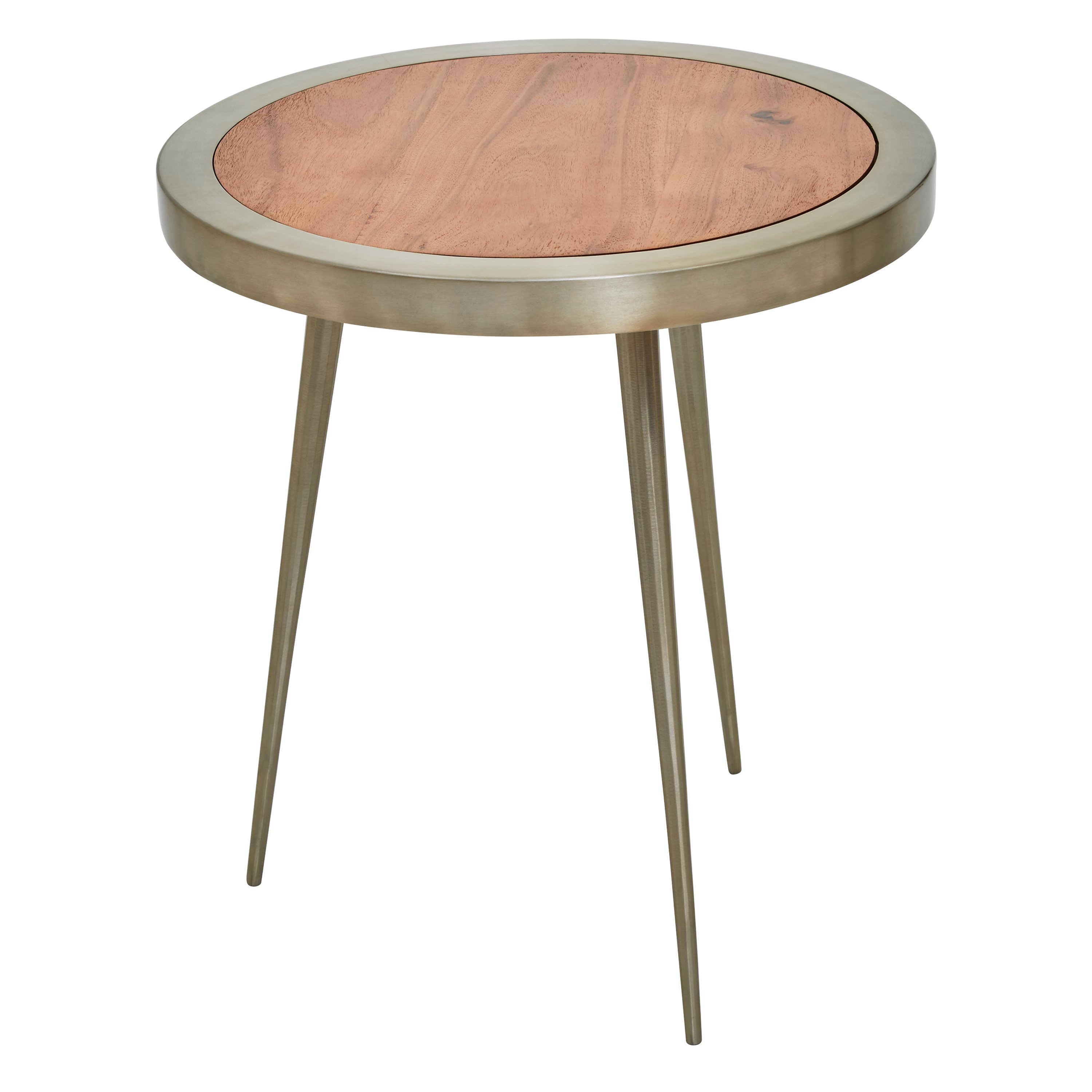 Orsina Almora Acacia Wood Round Side Table – Natural & Gold