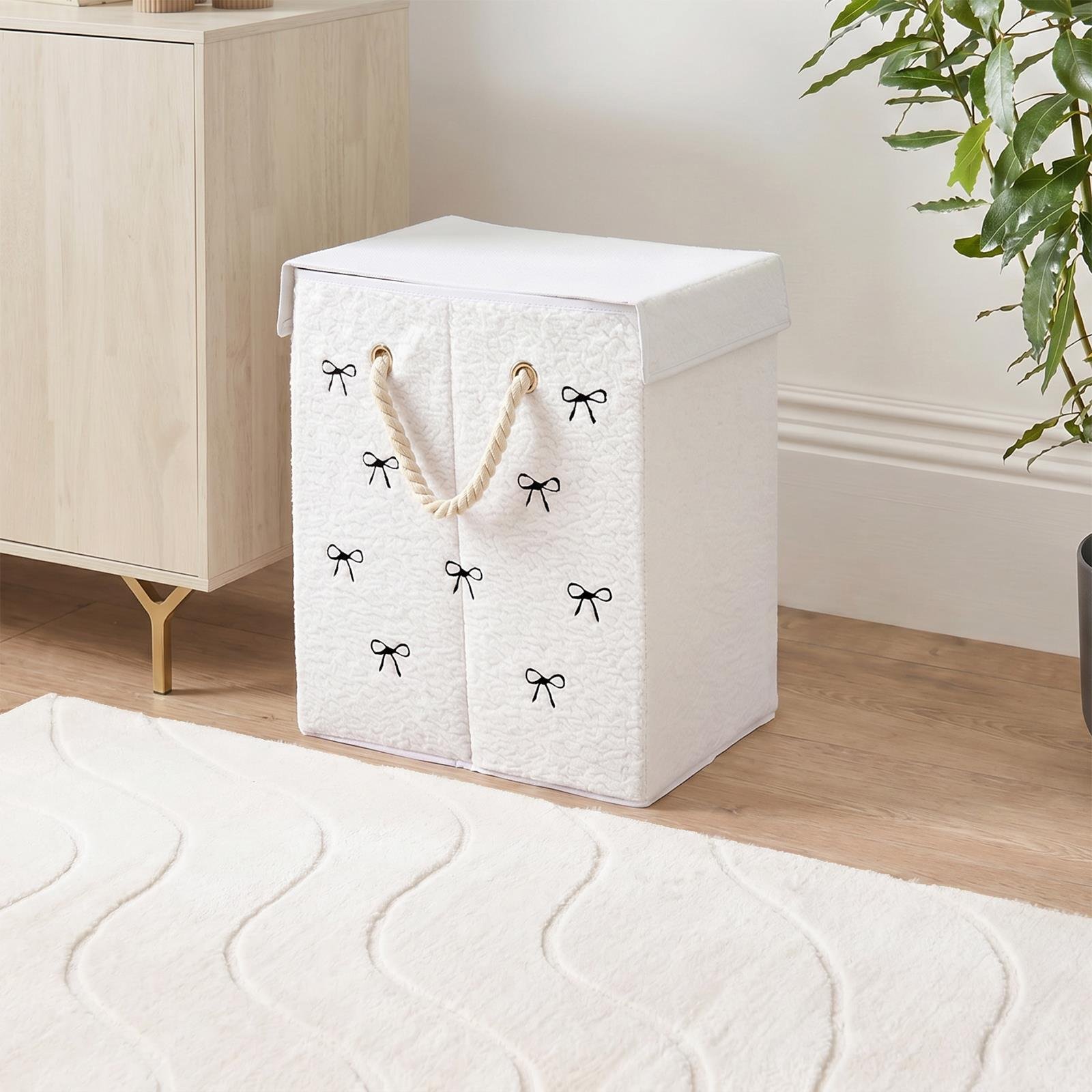 OHS Bow Boucle Foldable Laundry Basket